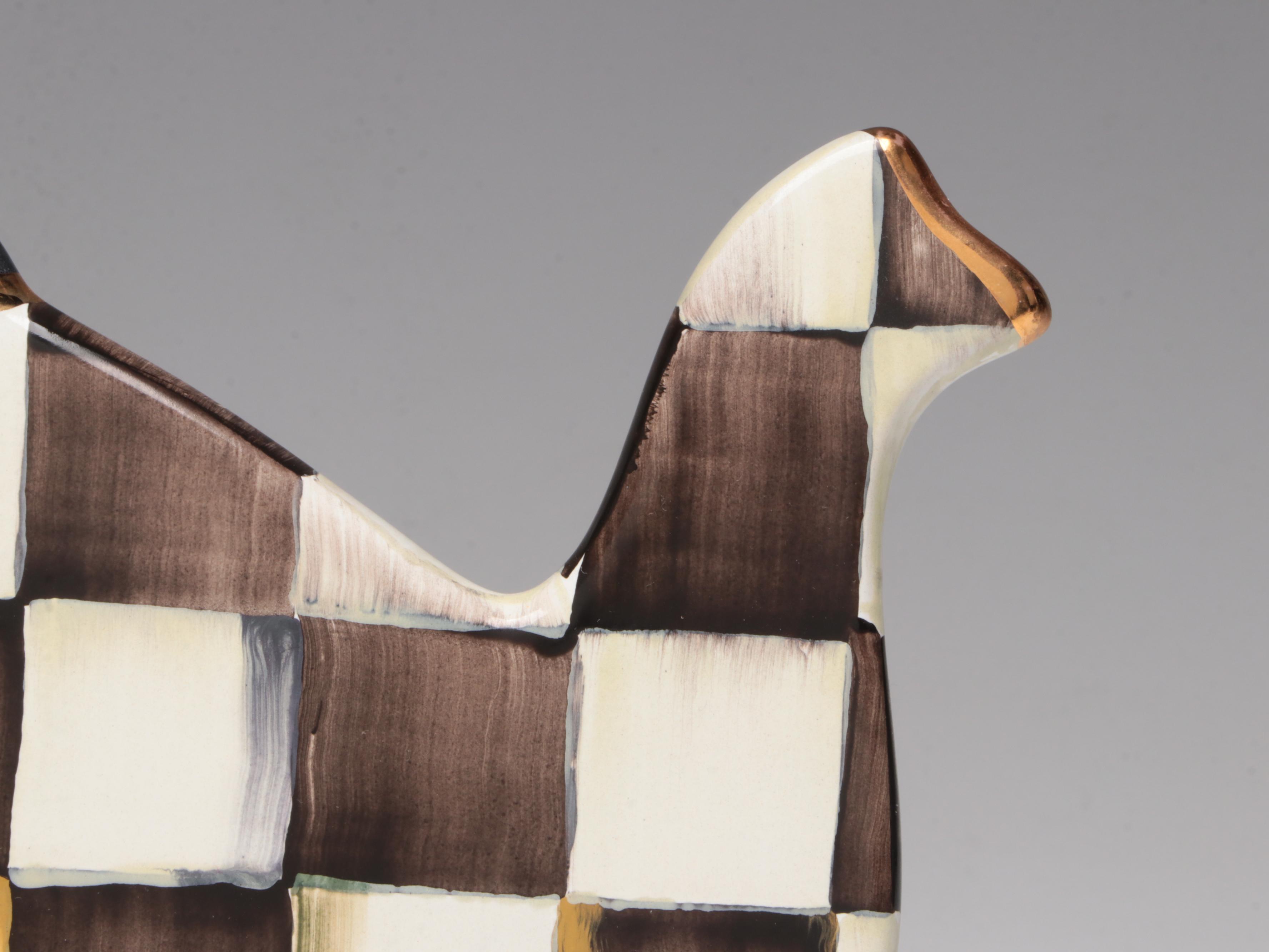 MacKenzie-Childs "Courtly Check" Teapot Trivet and Cheese Plate