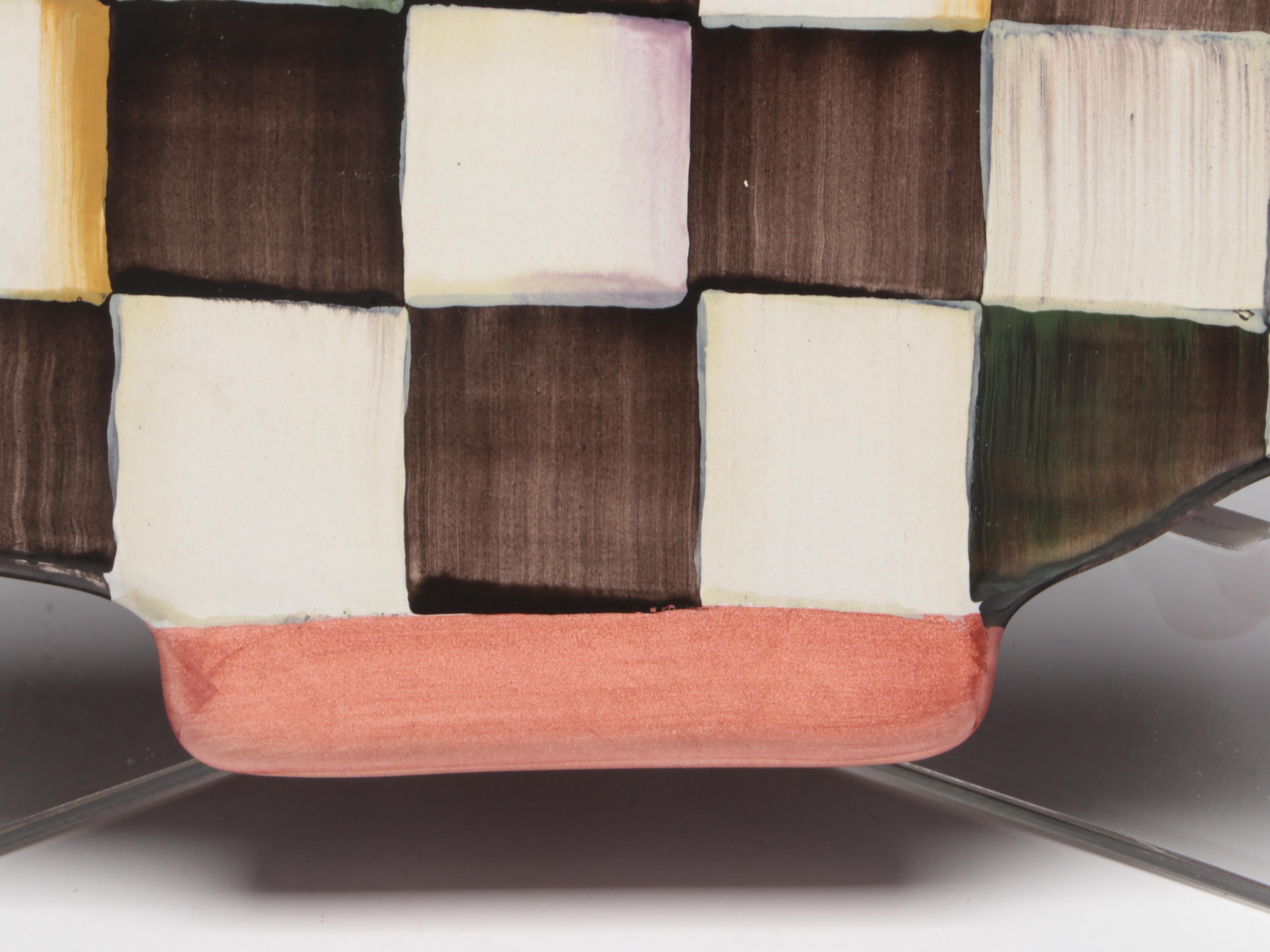 MacKenzie-Childs "Courtly Check" Teapot Trivet and Cheese Plate