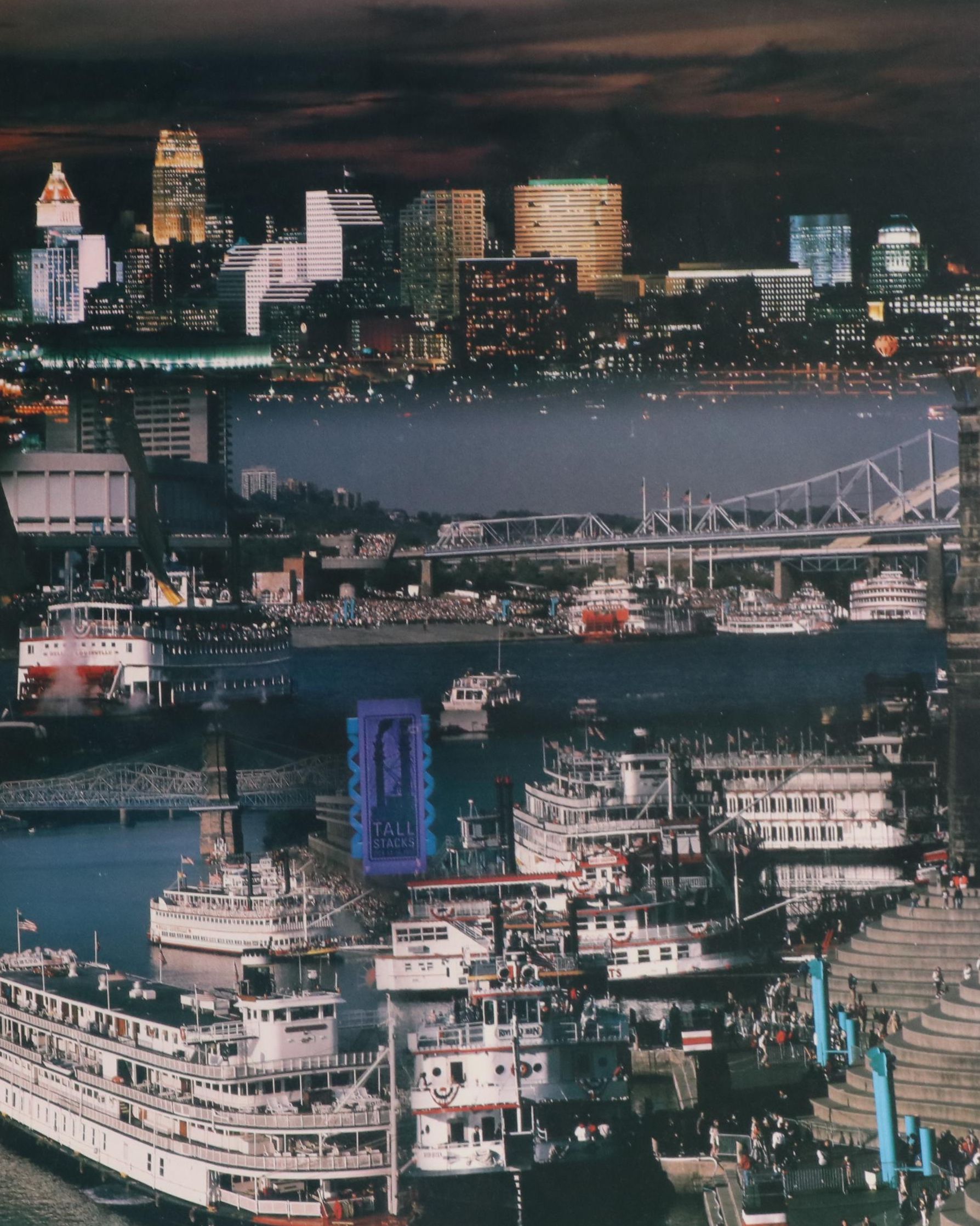J. Miles Wolf Offset Lithograph of Tall Stacks Cincinnati, Late 20th Century