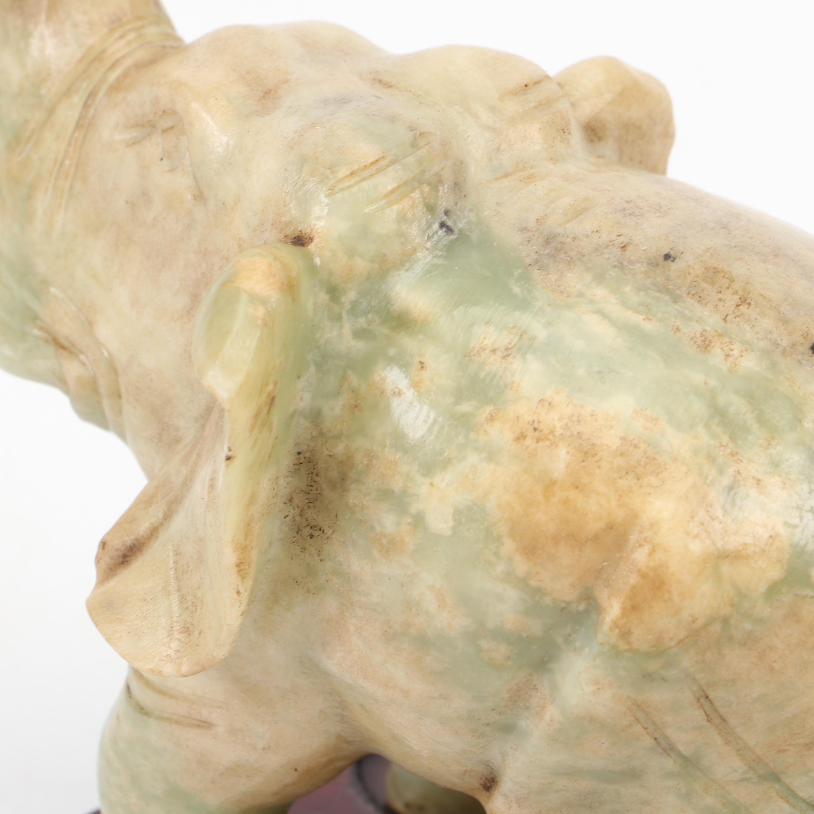 Chinese Carved Serpentine Elephant