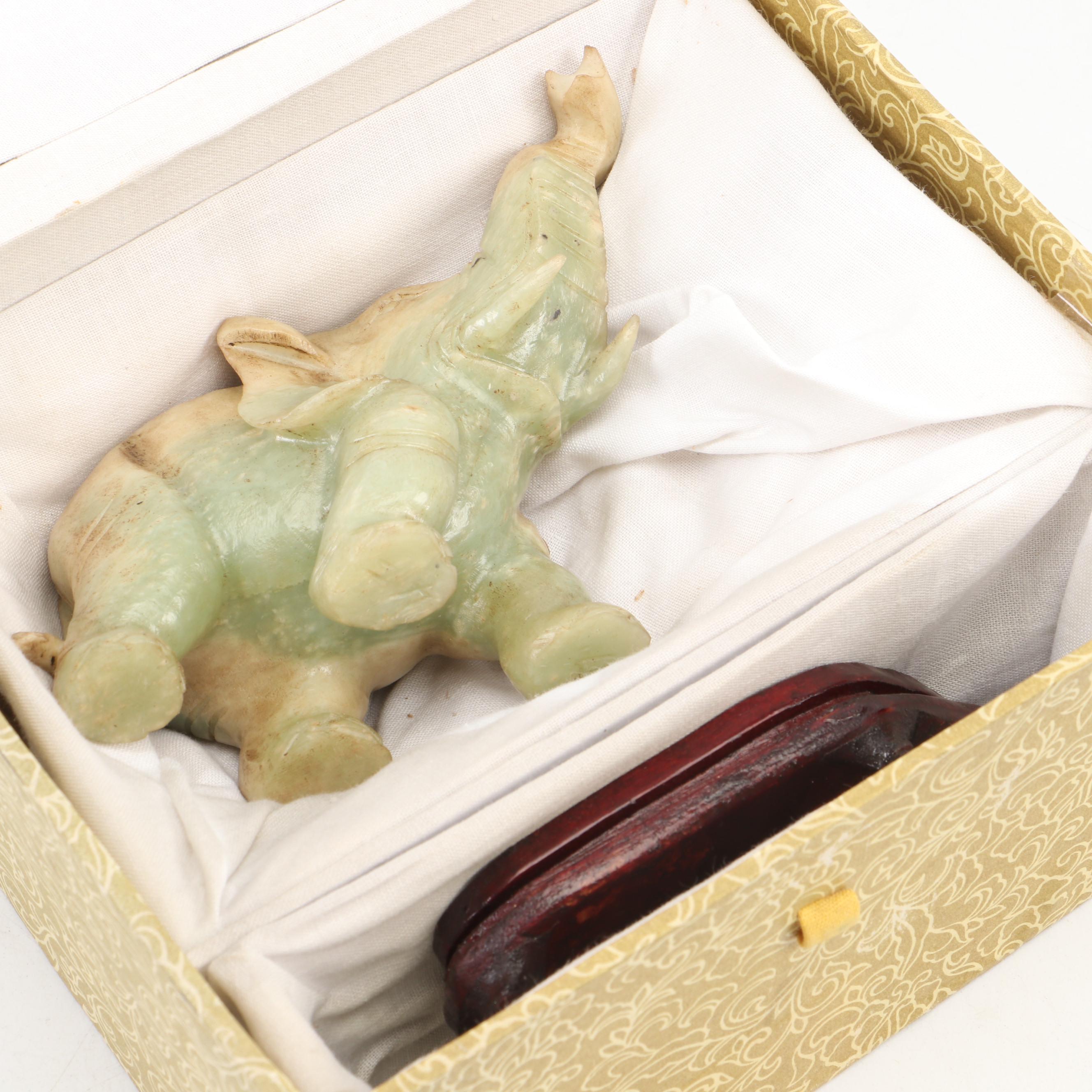 Chinese Carved Serpentine Elephant