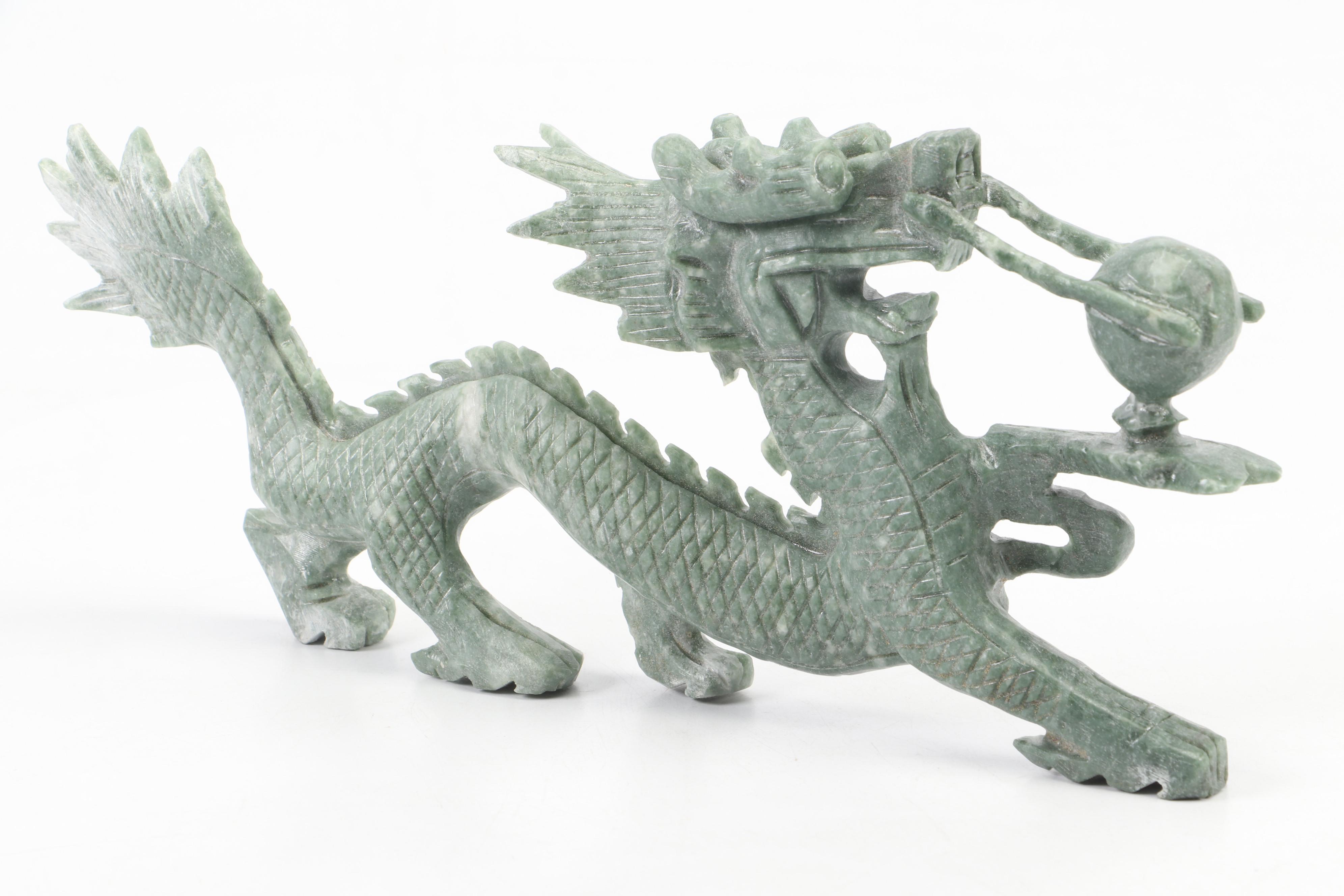 Chinese Carved Soapstone Dragons EBTH