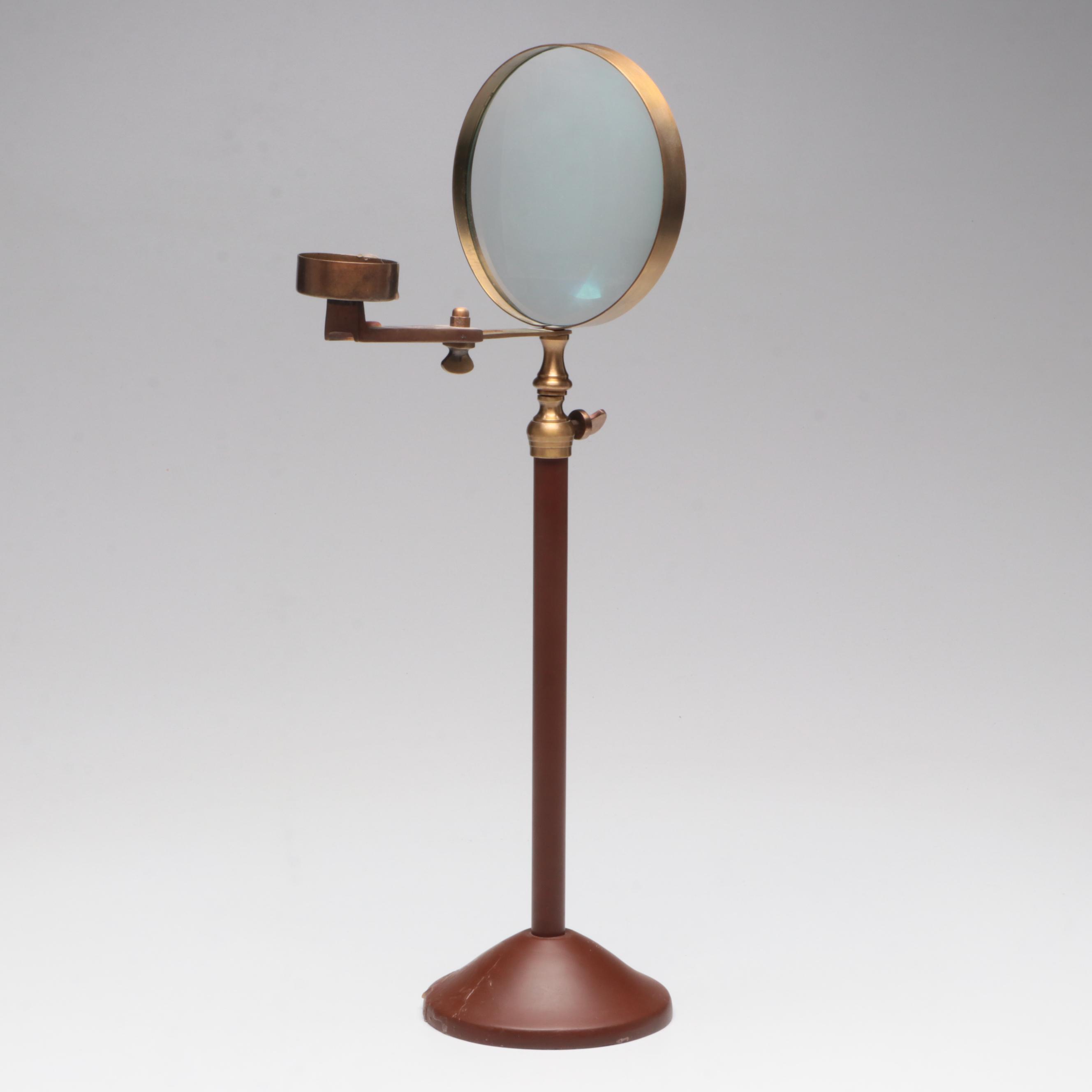 Enameled Table Top Hobby Magnifying Glass With Candle Holder