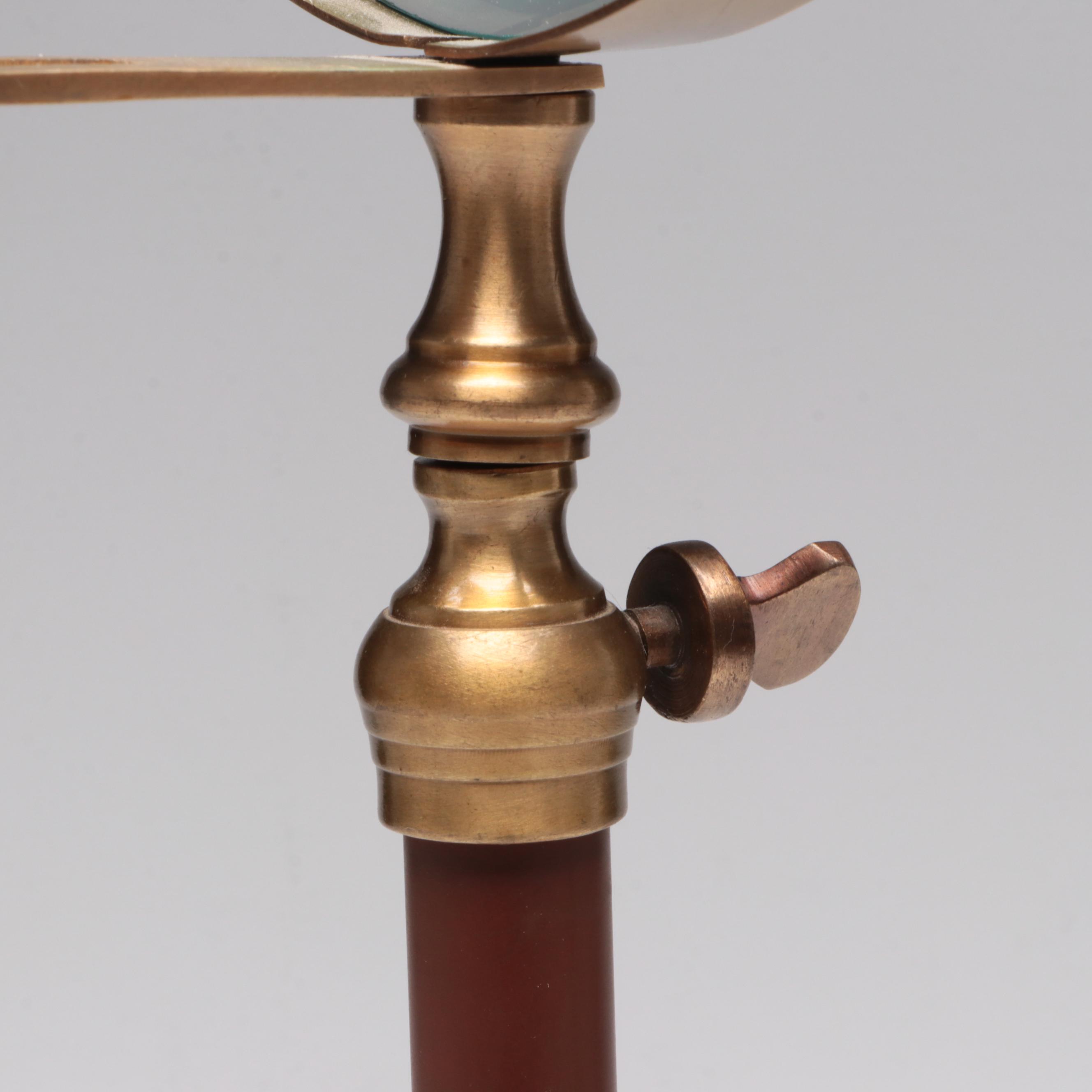 Enameled Table Top Hobby Magnifying Glass With Candle Holder