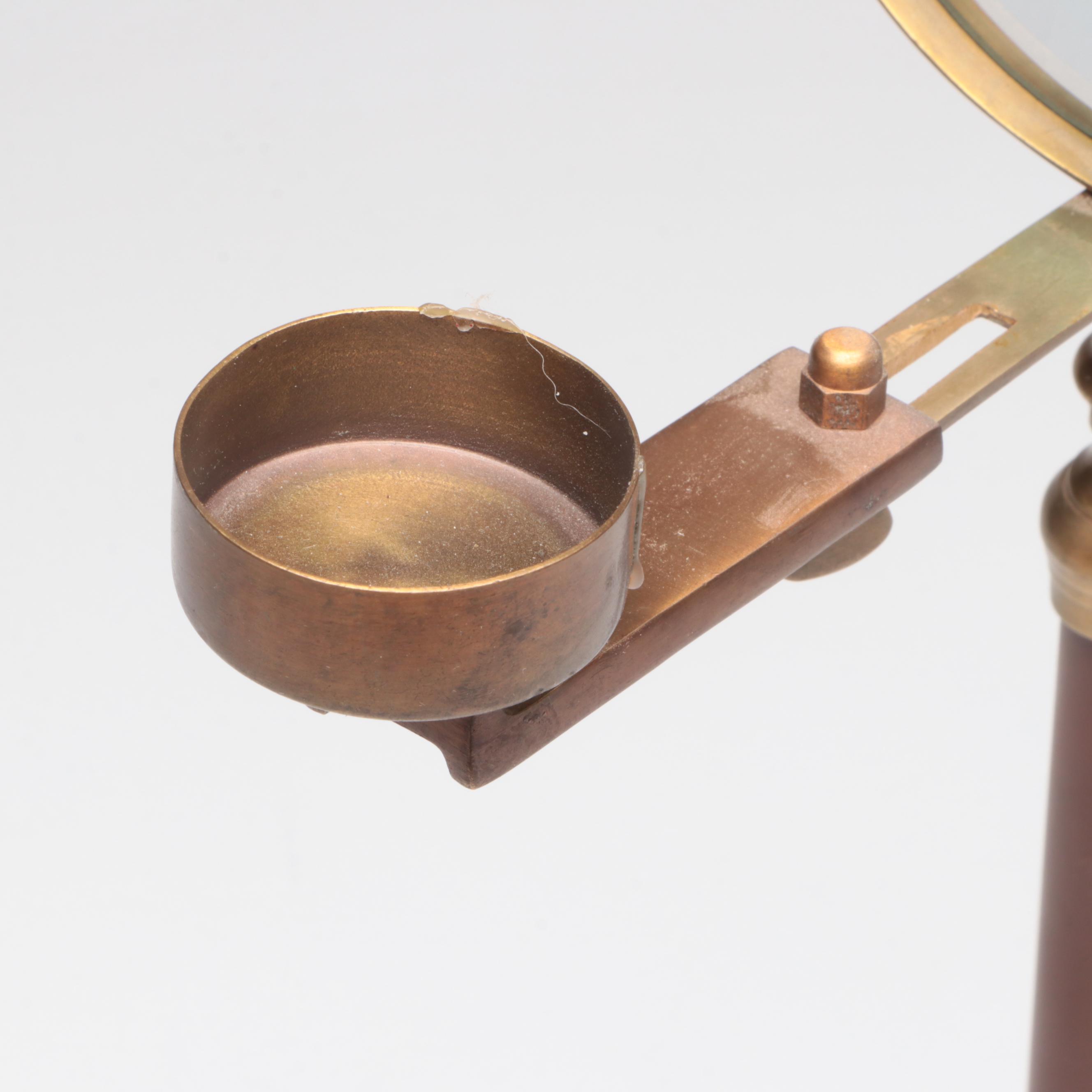 Enameled Table Top Hobby Magnifying Glass With Candle Holder