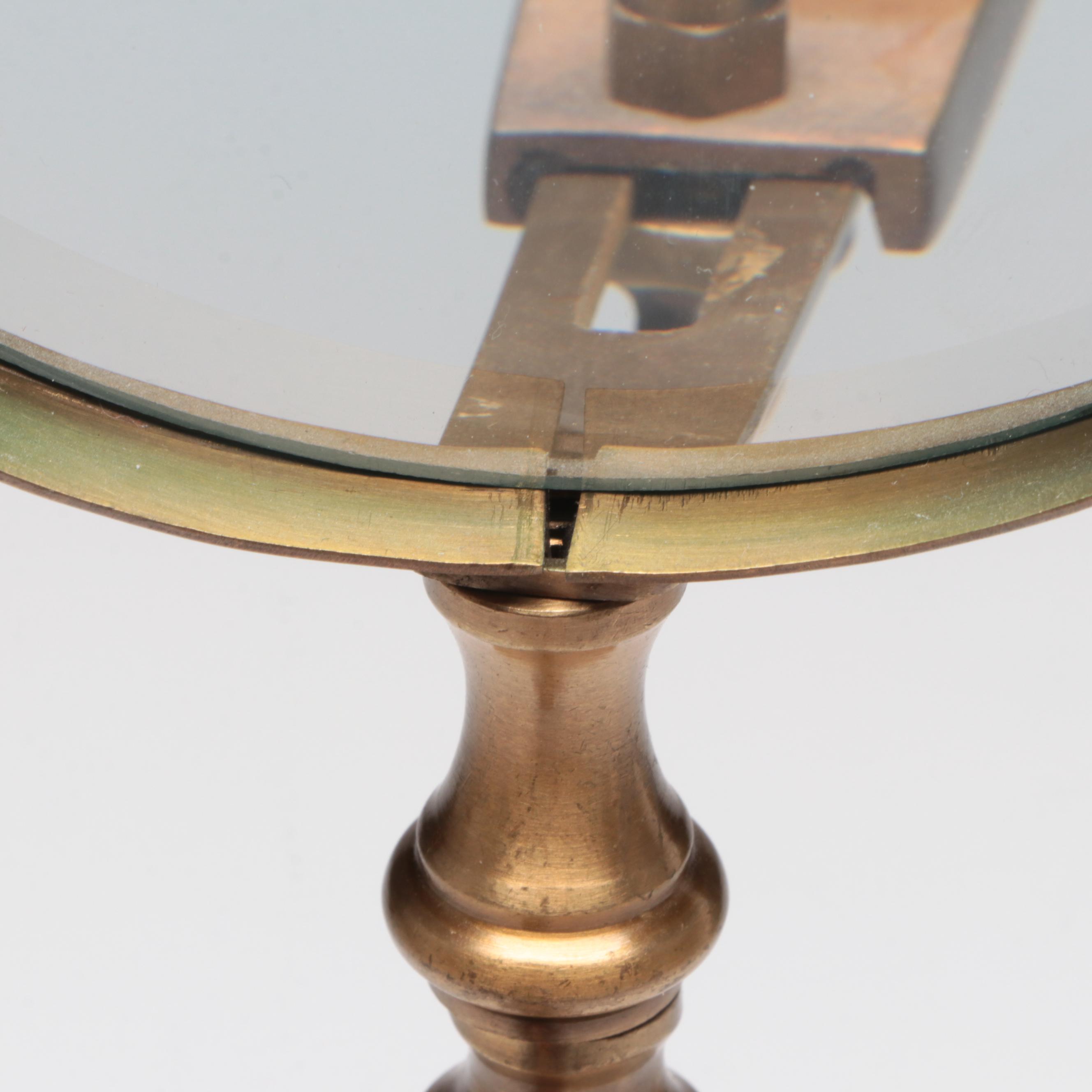 Enameled Table Top Hobby Magnifying Glass With Candle Holder