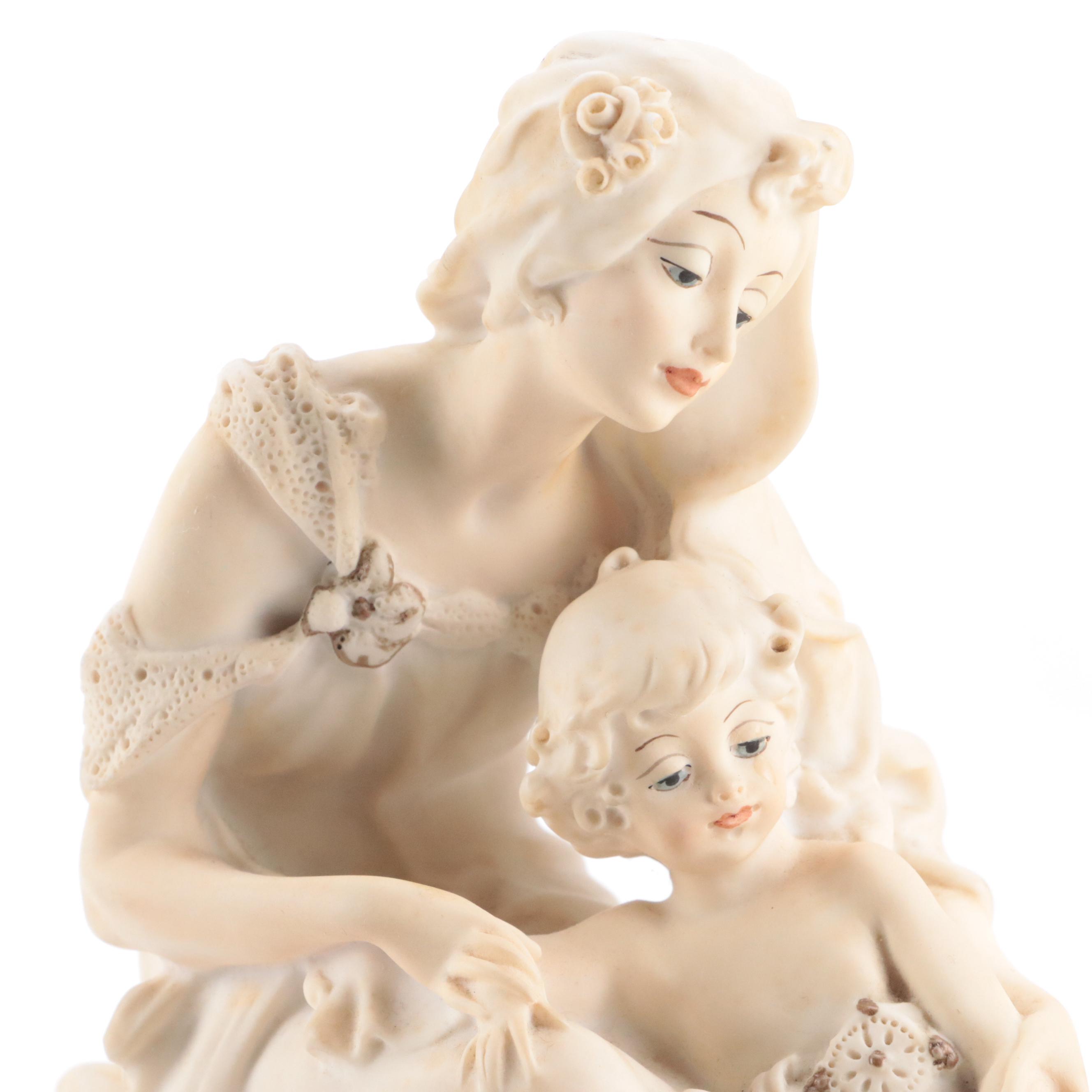 Giuseppe Armani Porcelain Woman With Child and Swan Figurine