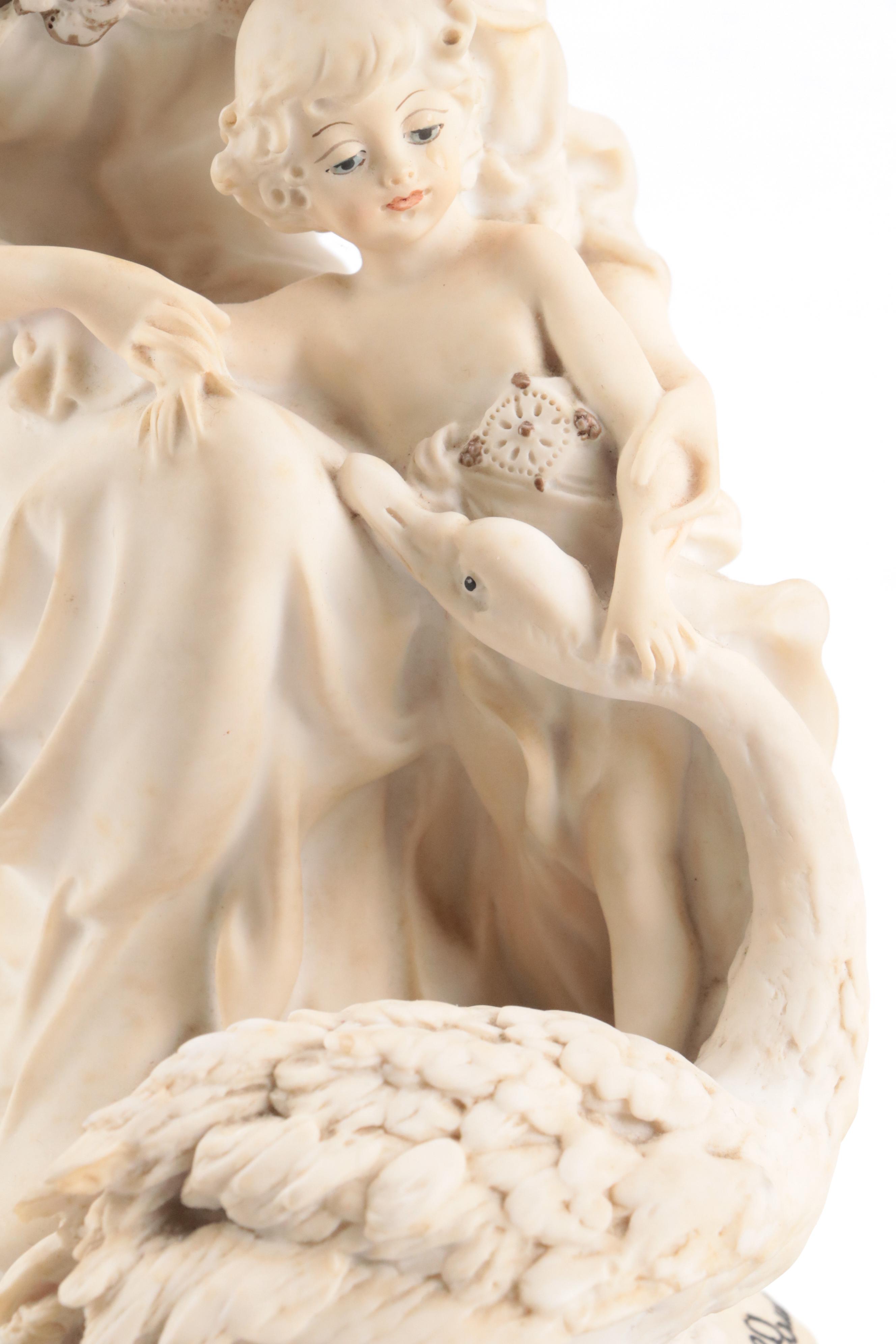 Giuseppe Armani Porcelain Woman With Child and Swan Figurine