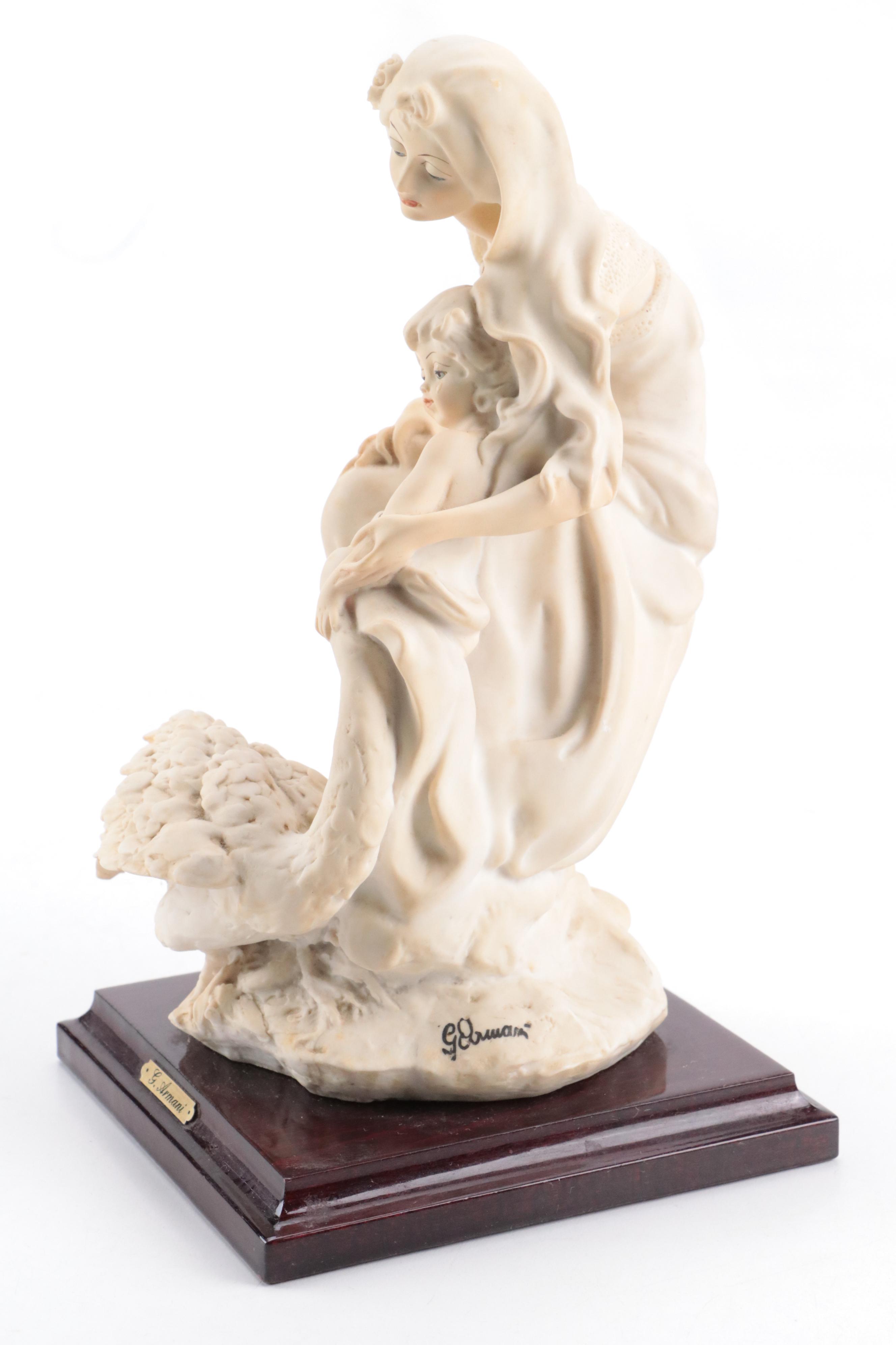 Giuseppe Armani Porcelain Woman With Child and Swan Figurine