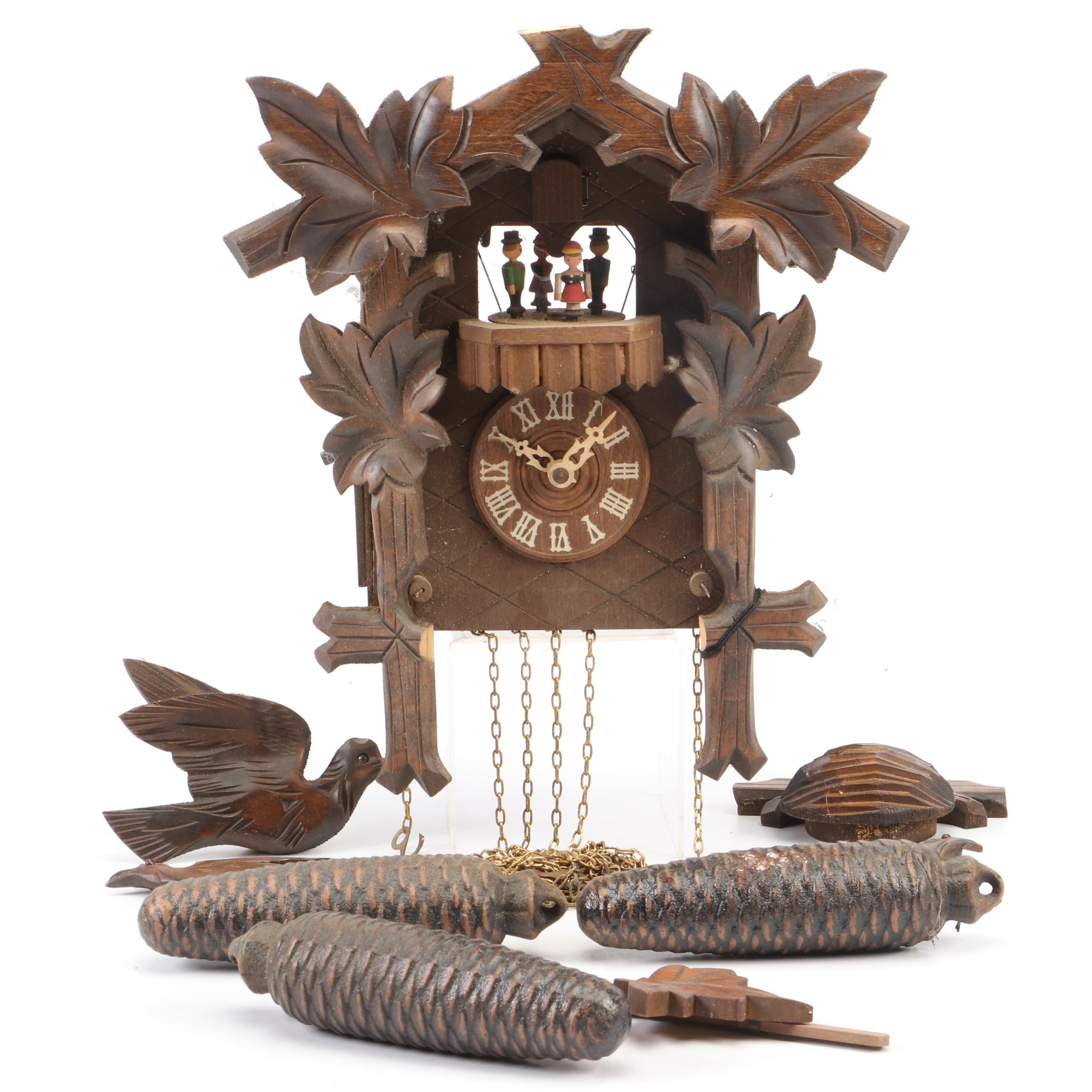 Anton Schneider Söhne German Black Forest Carved Wood Cuckoo Clock