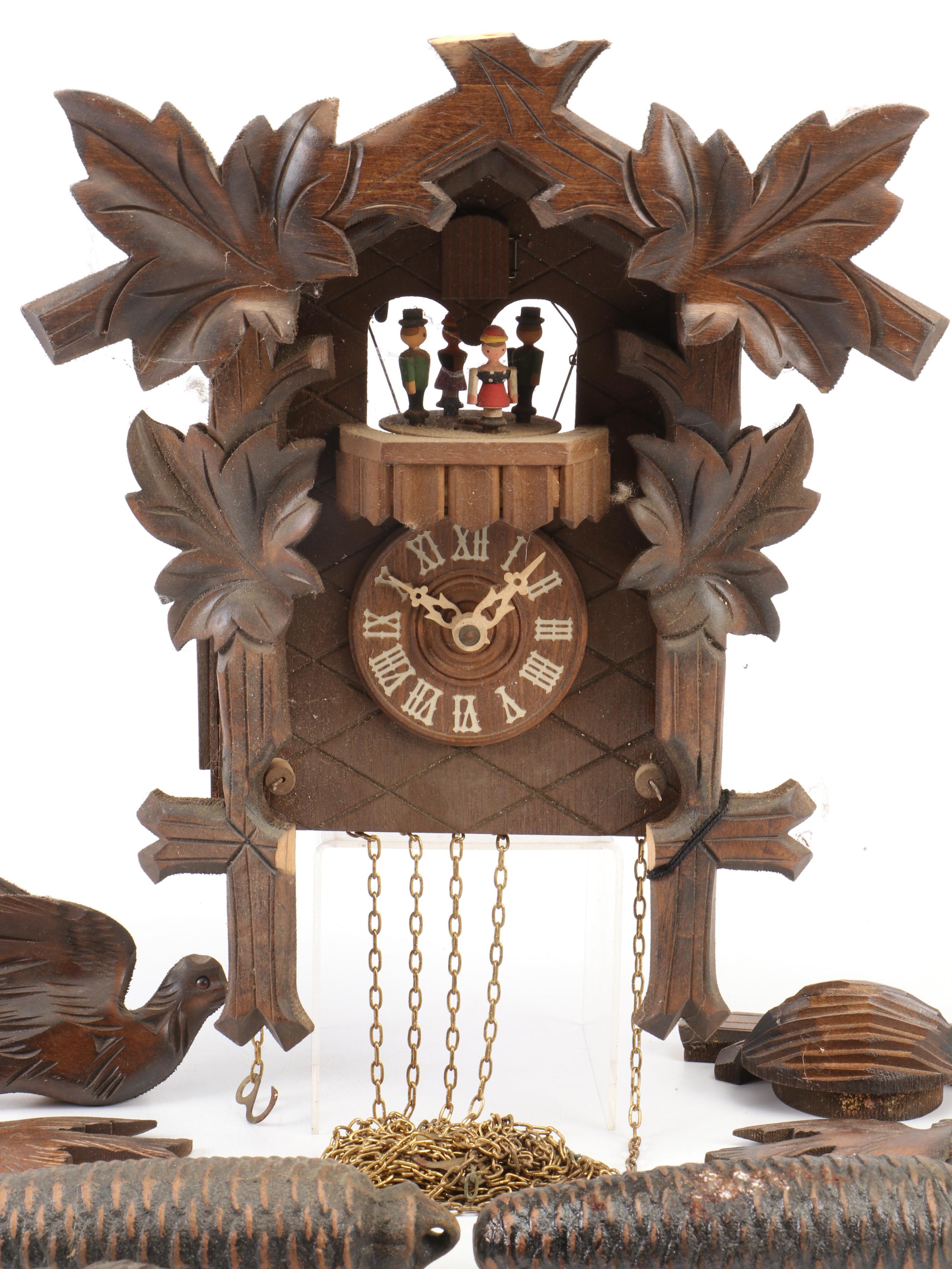 Anton Schneider Söhne German Black Forest Carved Wood Cuckoo Clock