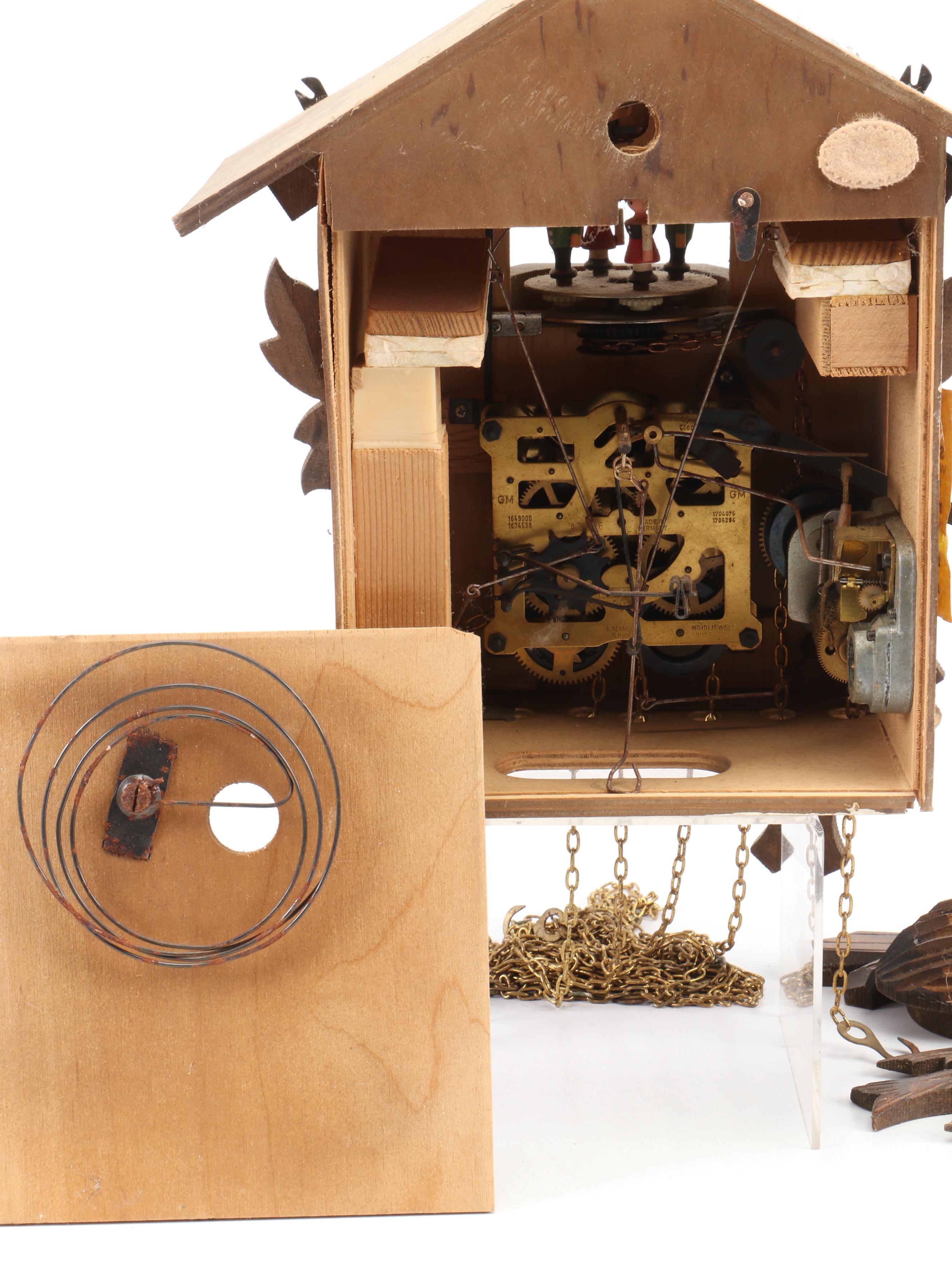 Anton Schneider Söhne German Black Forest Carved Wood Cuckoo Clock