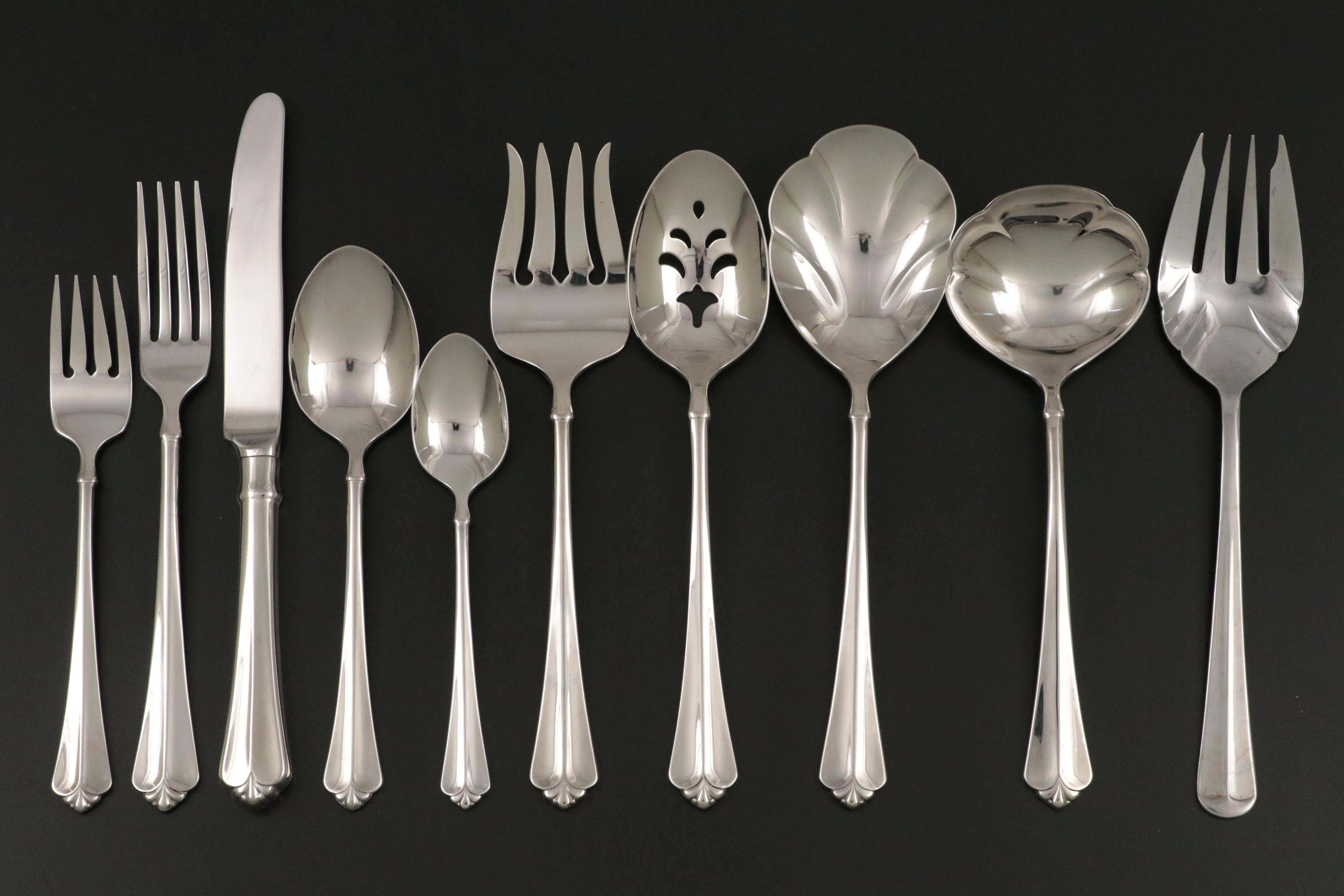 Oneida "Royal Flute" Stainless Steel Flatware, Late 20th to Early 21st