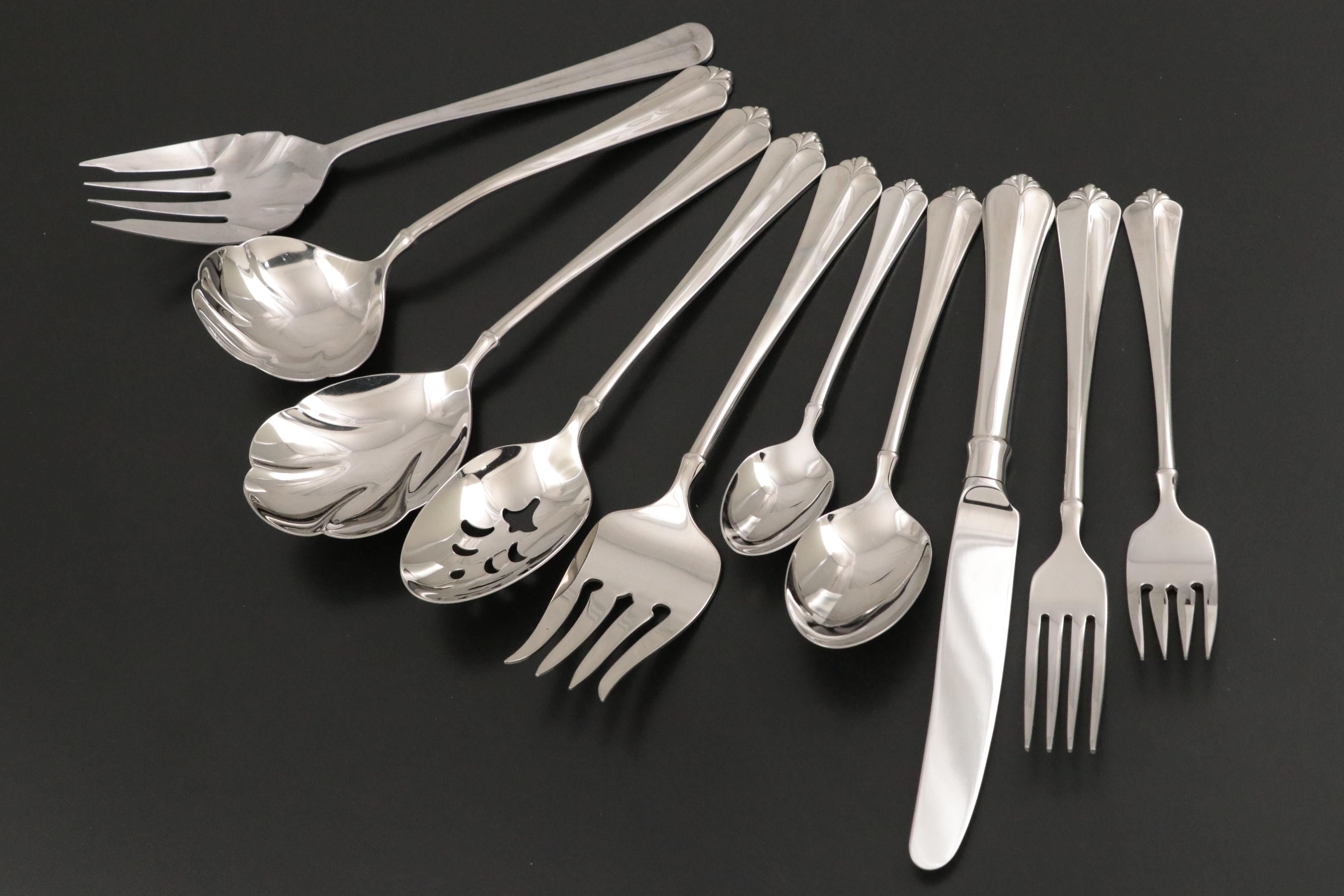 Oneida "Royal Flute" Stainless Steel Flatware, Late 20th to Early 21st