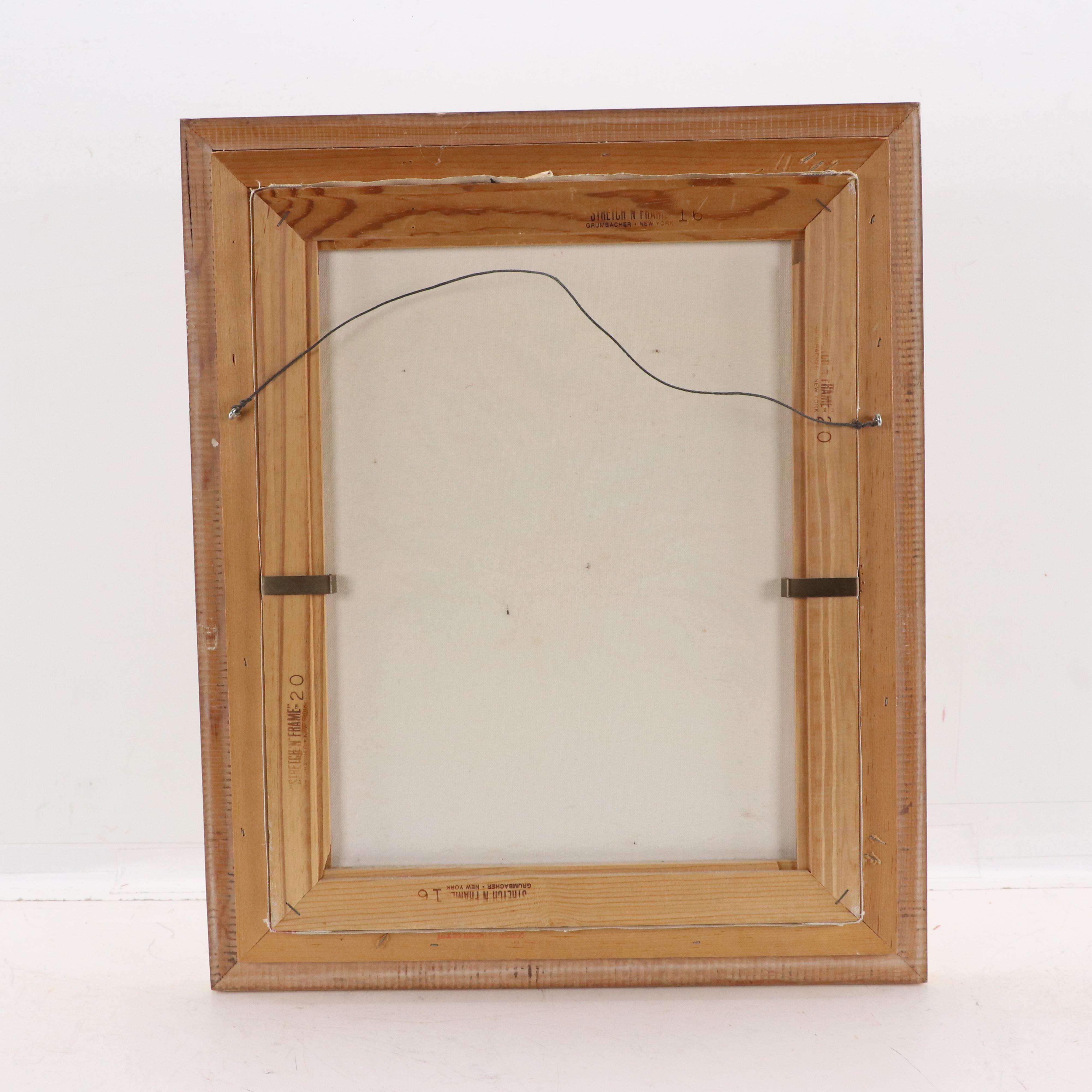 Acrylic Painting of a Still Life with Flowers and Pink Vase, Late 20th Century