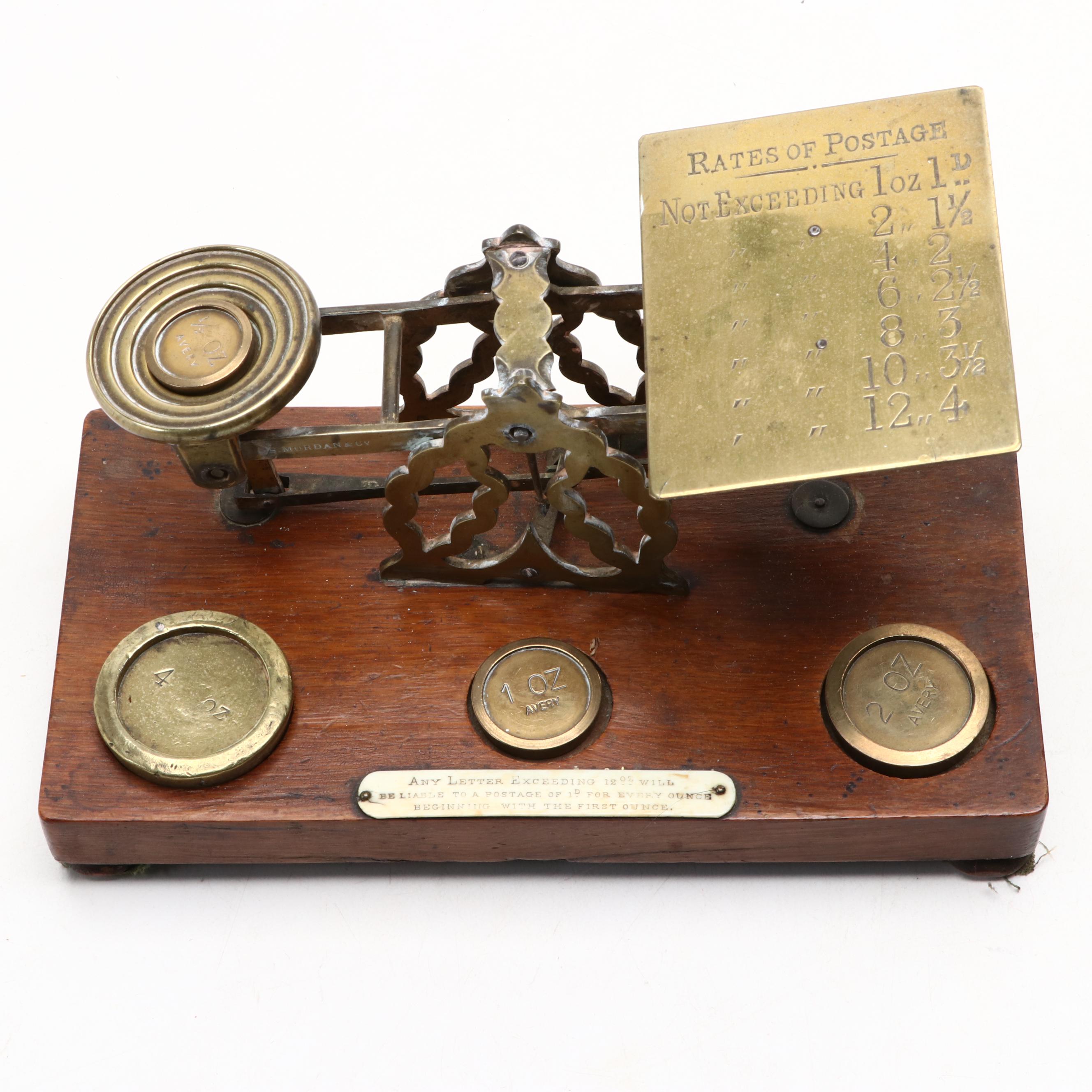 Brass Wall Mount Barometer and Avery Brass Postal Balance Scale