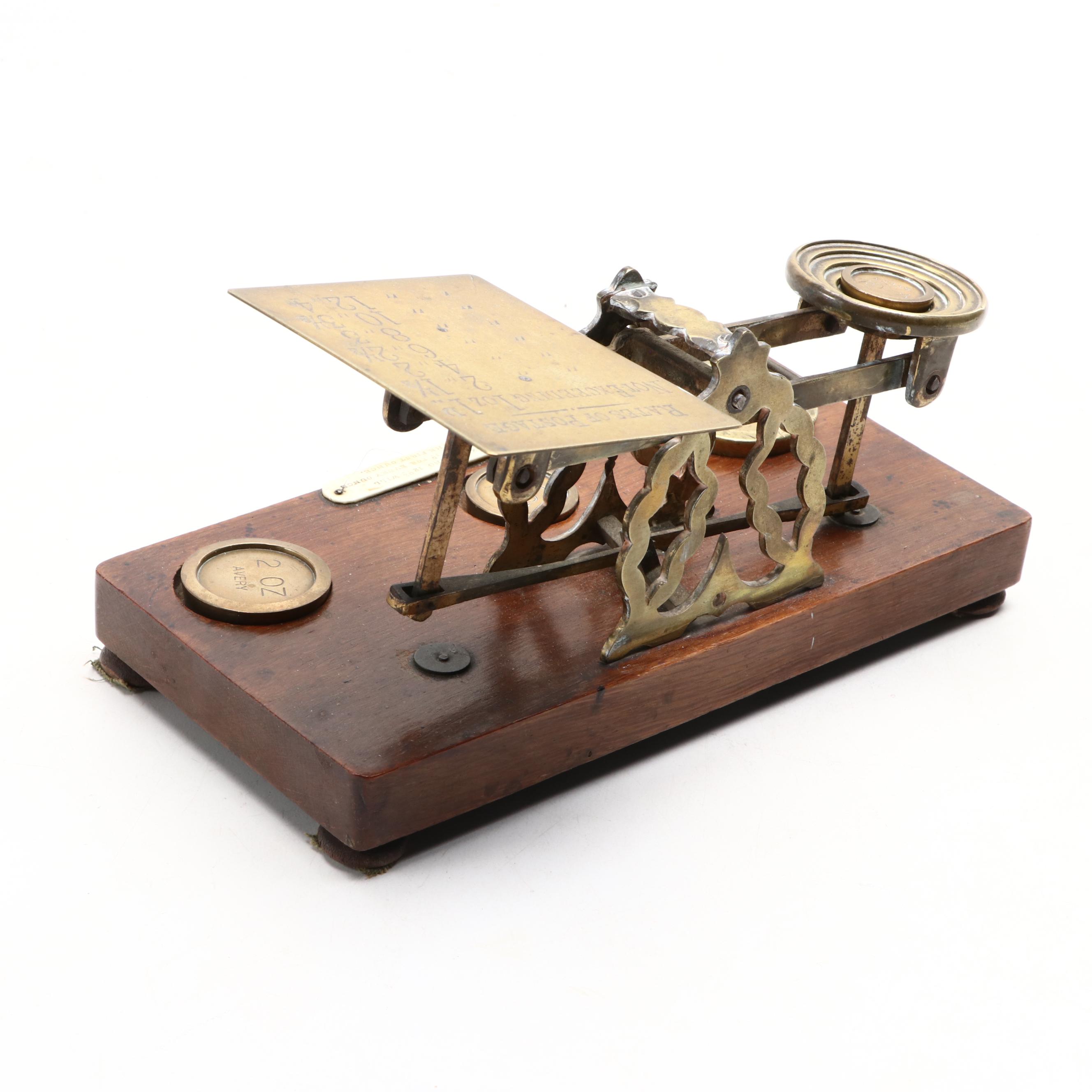 Brass Wall Mount Barometer and Avery Brass Postal Balance Scale