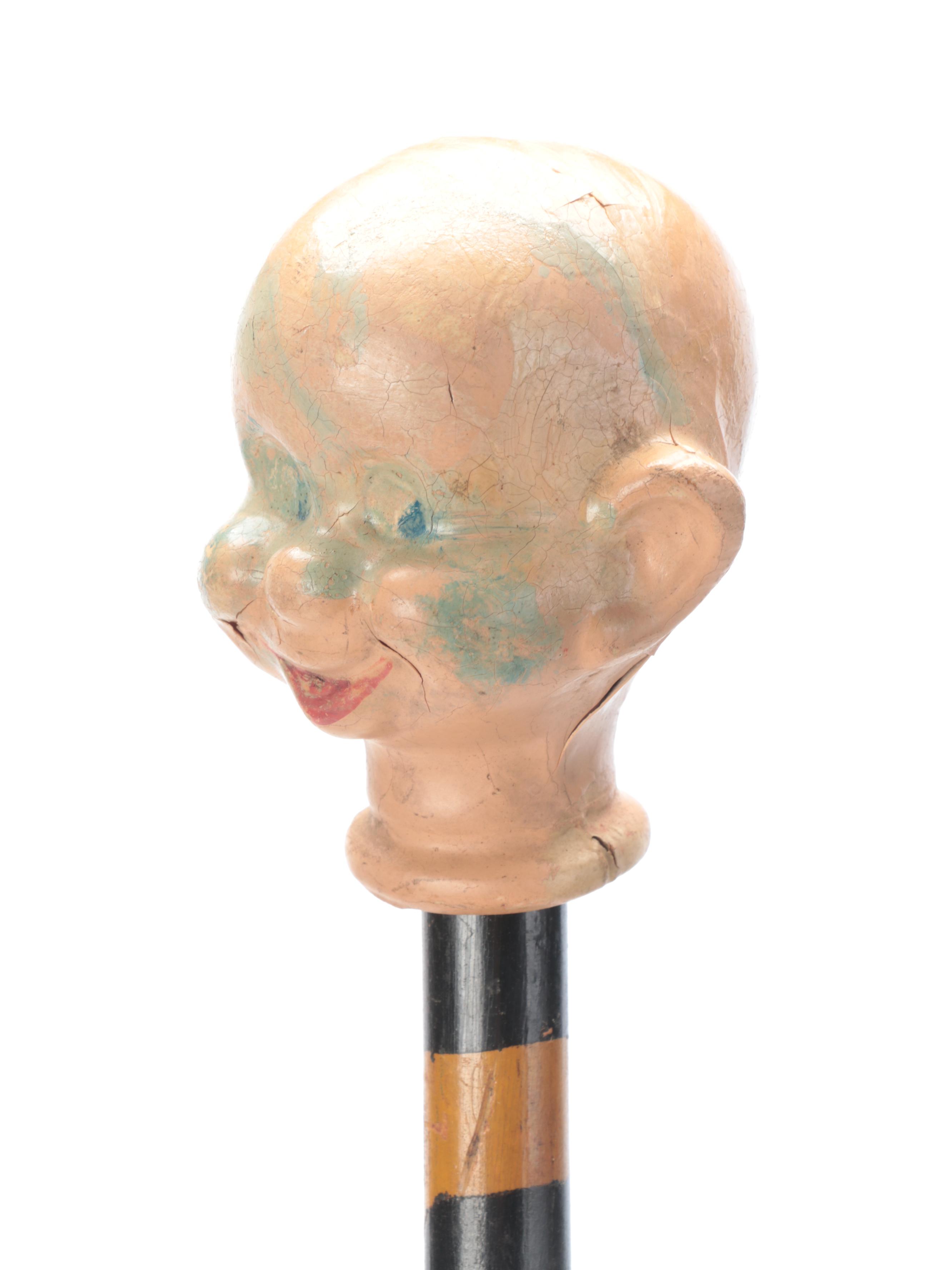 Spiral Vine Cane With Carnival Fair Novelty and Carved Walking Sticks