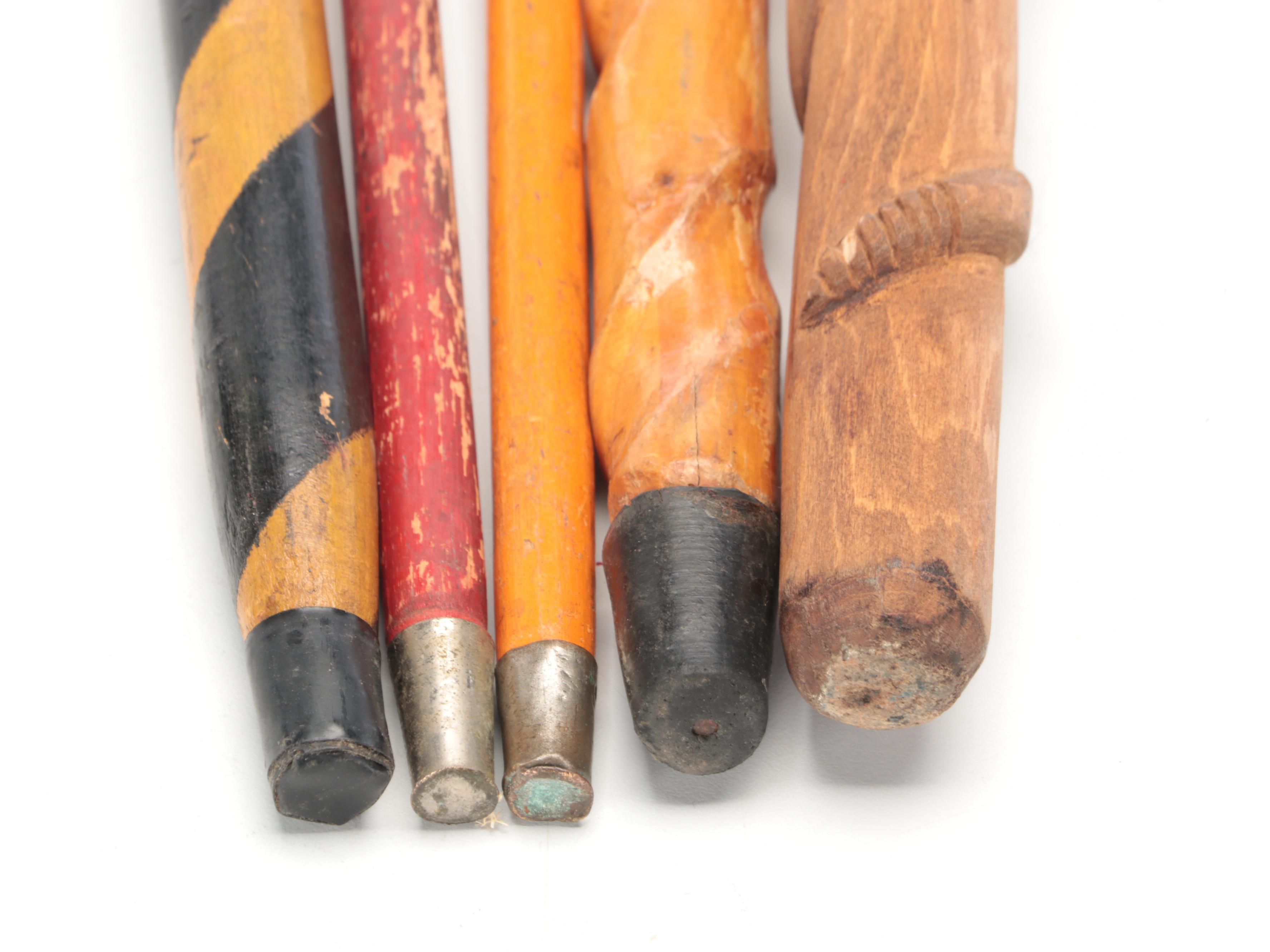 Spiral Vine Cane With Carnival Fair Novelty and Carved Walking Sticks