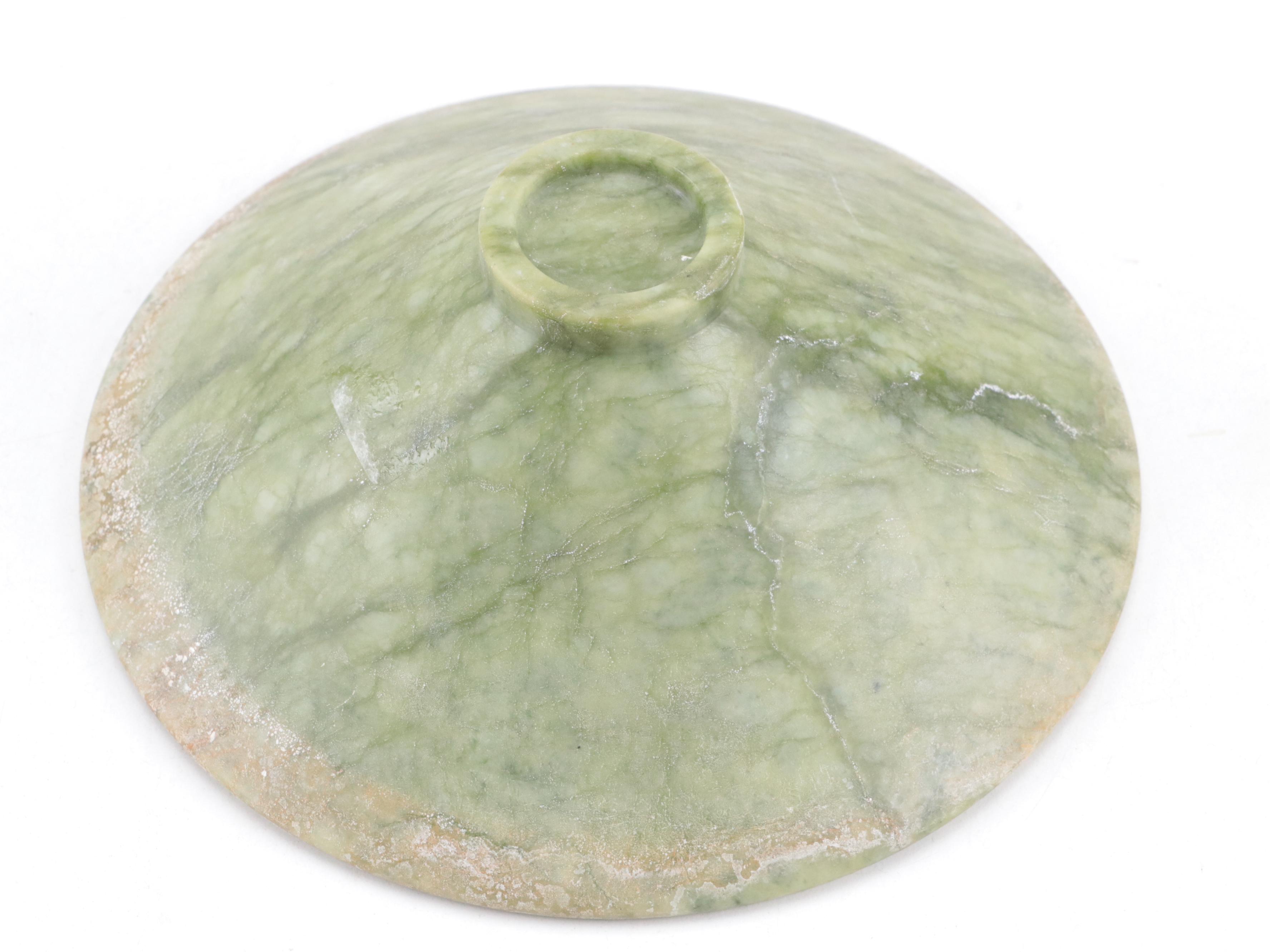 Chinese Hand-Carved Stone Pig Figure and Bowl with Ceramic Chopstick Rests