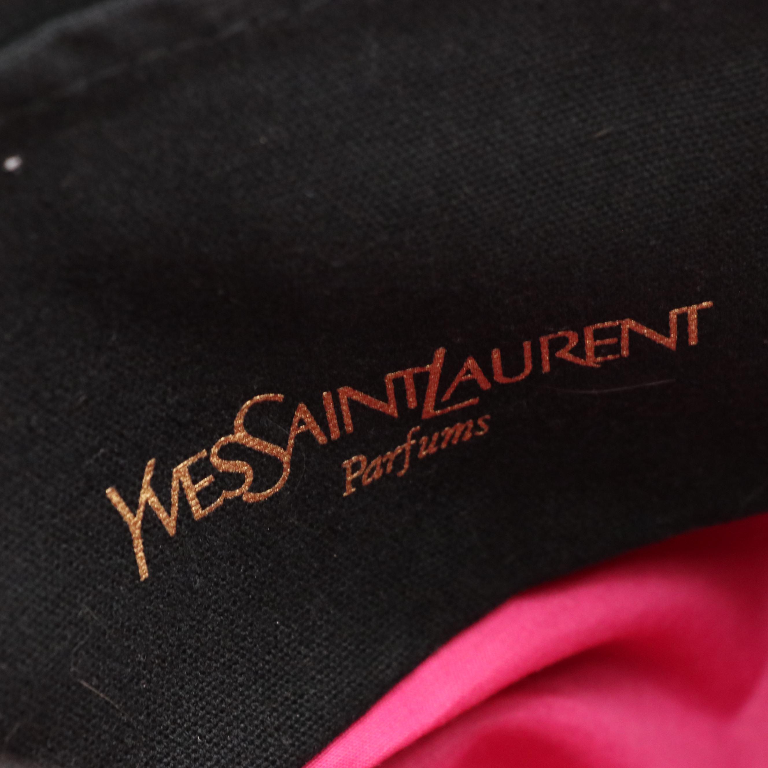 Yves Saint Laurent Parfums YSL Logo Embroidered Black Canvas Tote