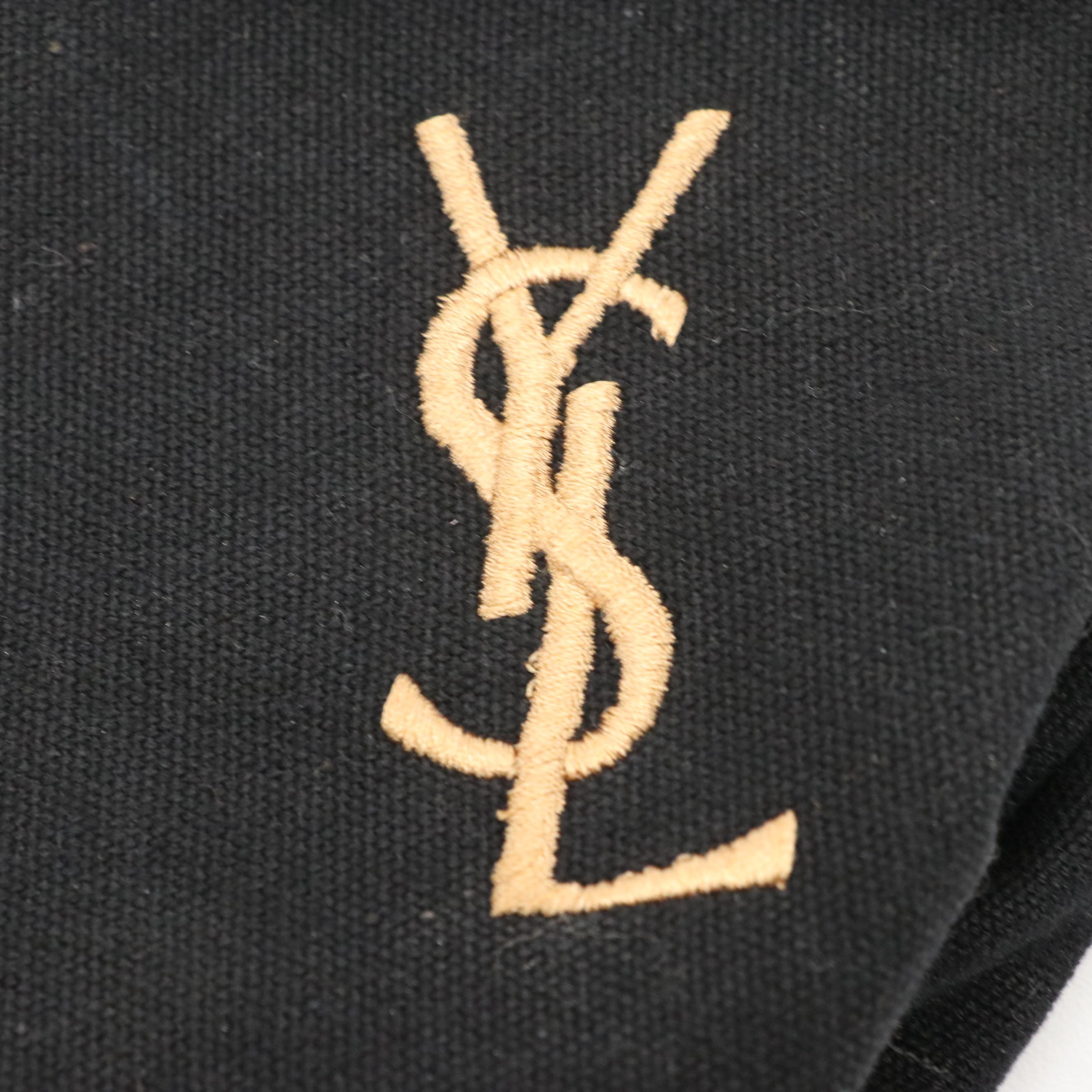 Yves Saint Laurent Parfums YSL Logo Embroidered Black Canvas Tote
