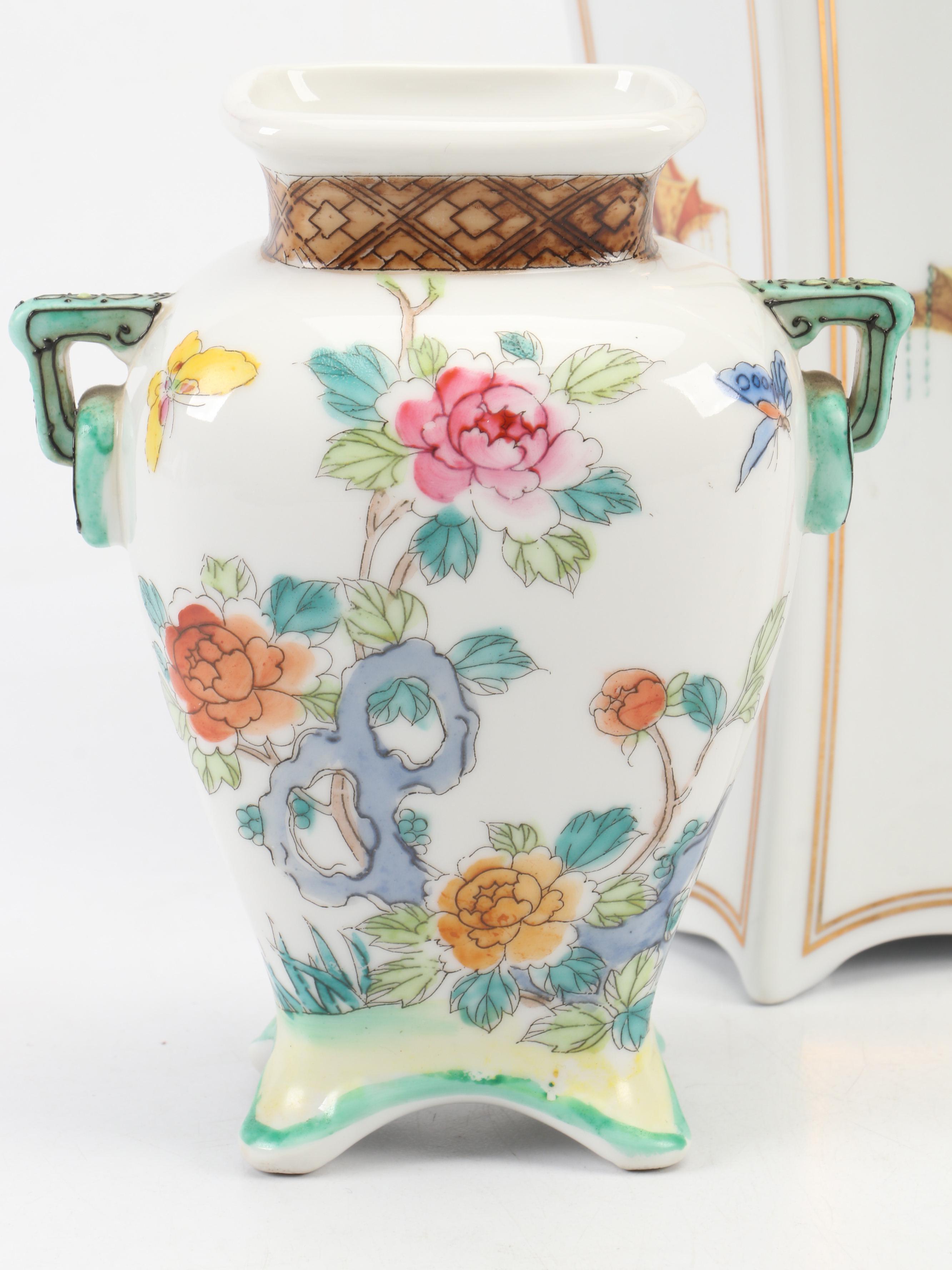 Goebel Porcelain Vase with Morimura Bros Floral Motif Porcelain Vase and More
