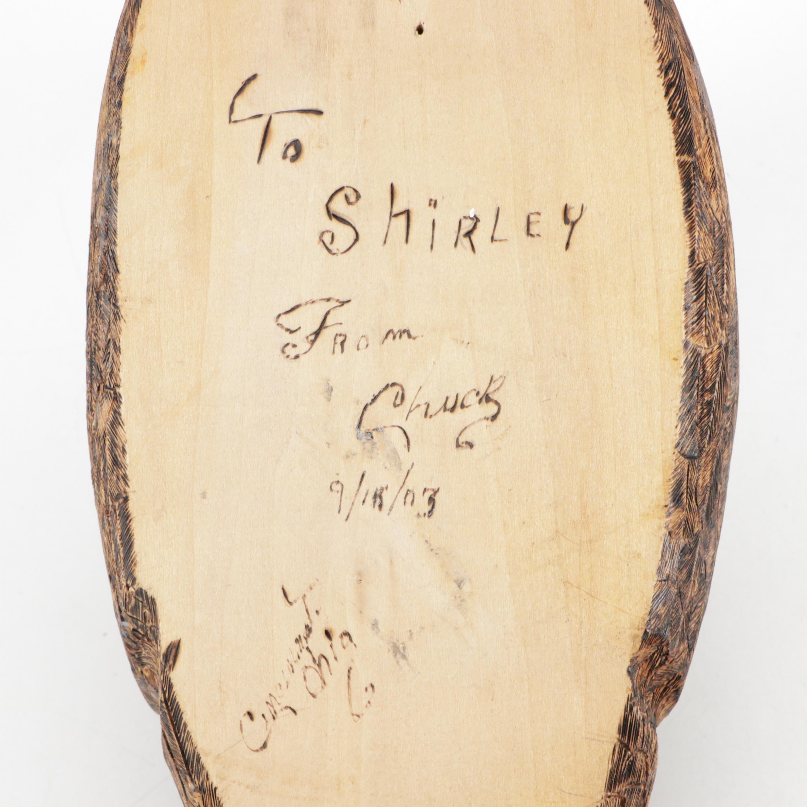 Signed Hand-Carved Wooden Duck Decoy Figurine, 2003