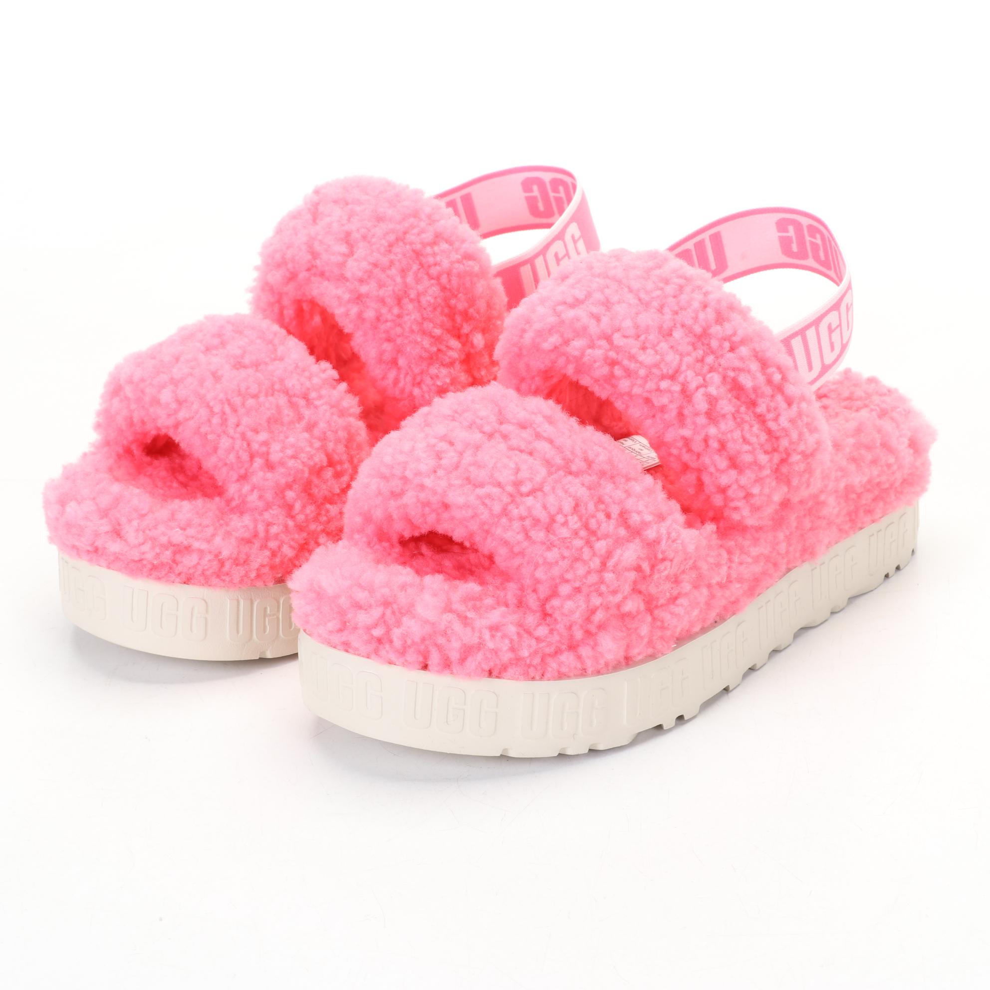 Ugg "Oh Fluffita" Wool Slippers in Pink Rose with Wanted Sparkly Slip on Shoes