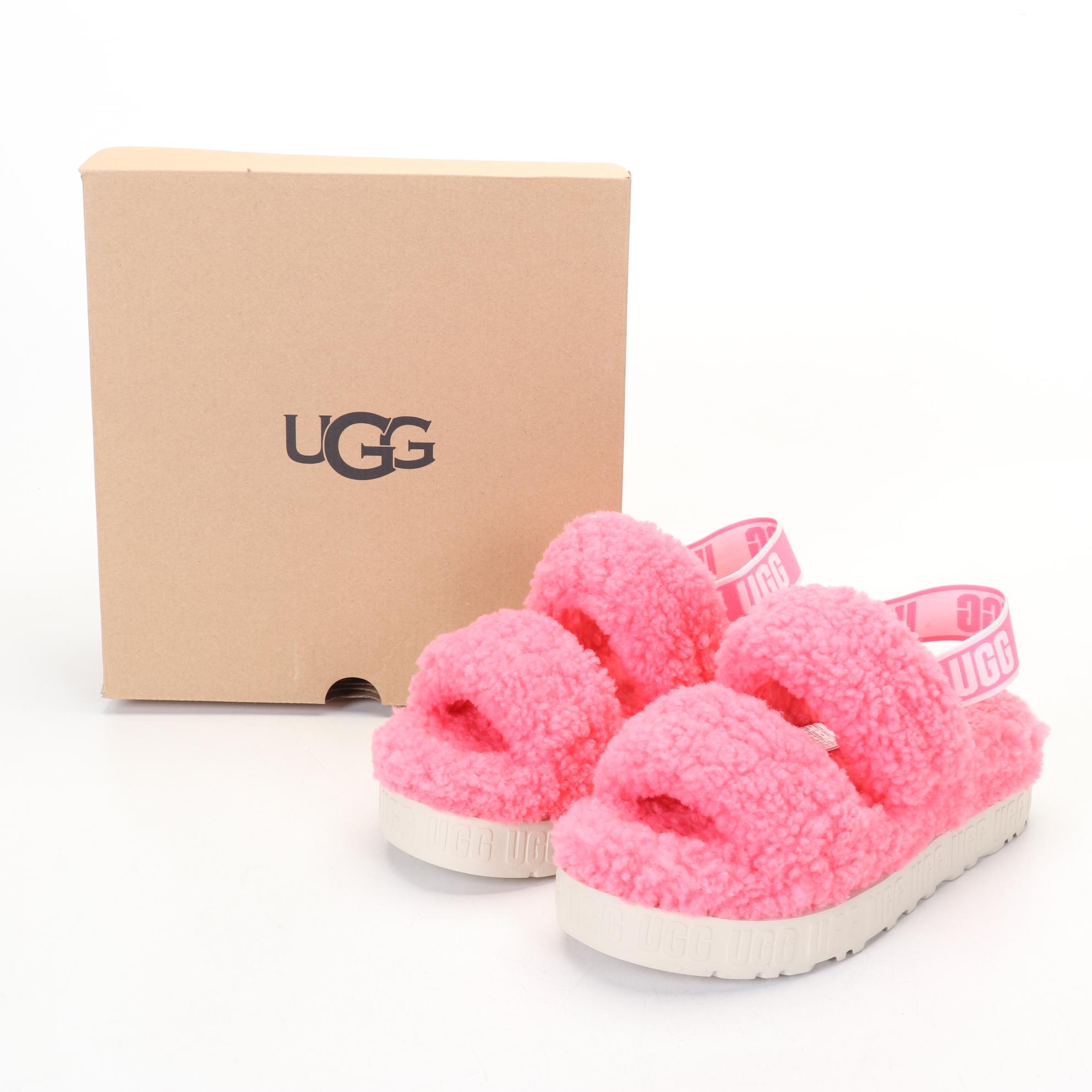 Ugg "Oh Fluffita" Wool Slippers in Pink Rose with Wanted Sparkly Slip on Shoes