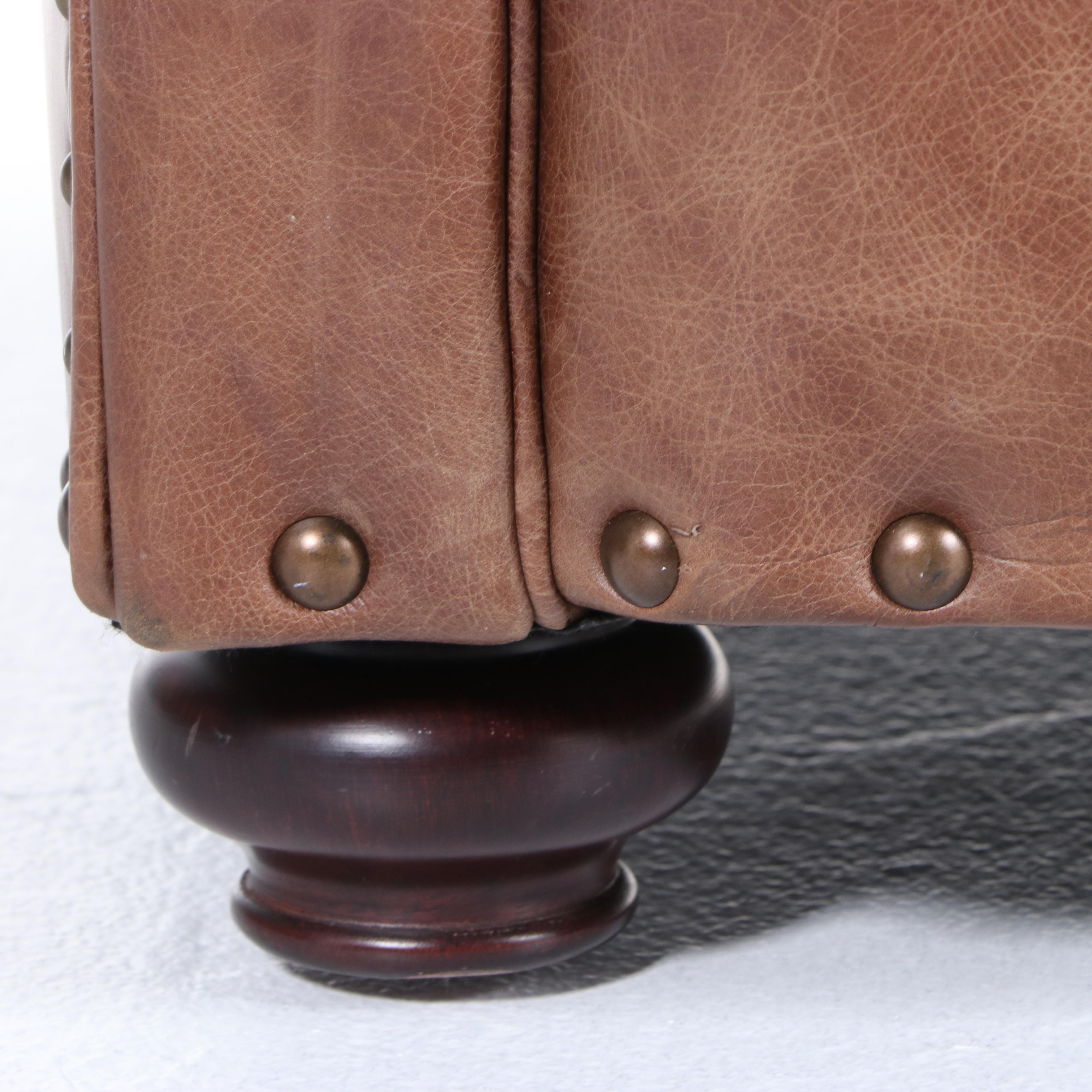 Pottery Barn Lansing Leather Armchair and Ottoman