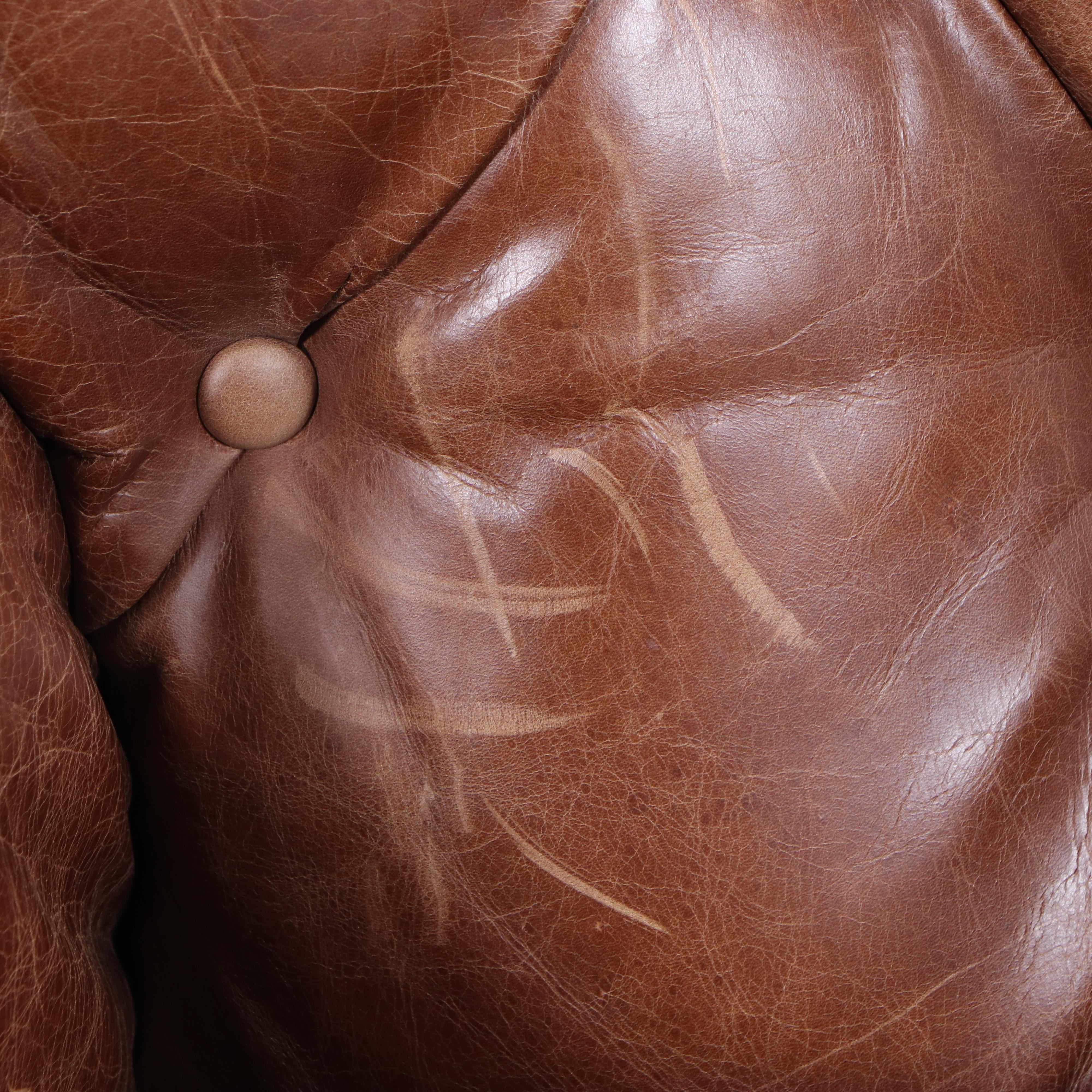 Pottery Barn Lansing Leather Armchair and Ottoman