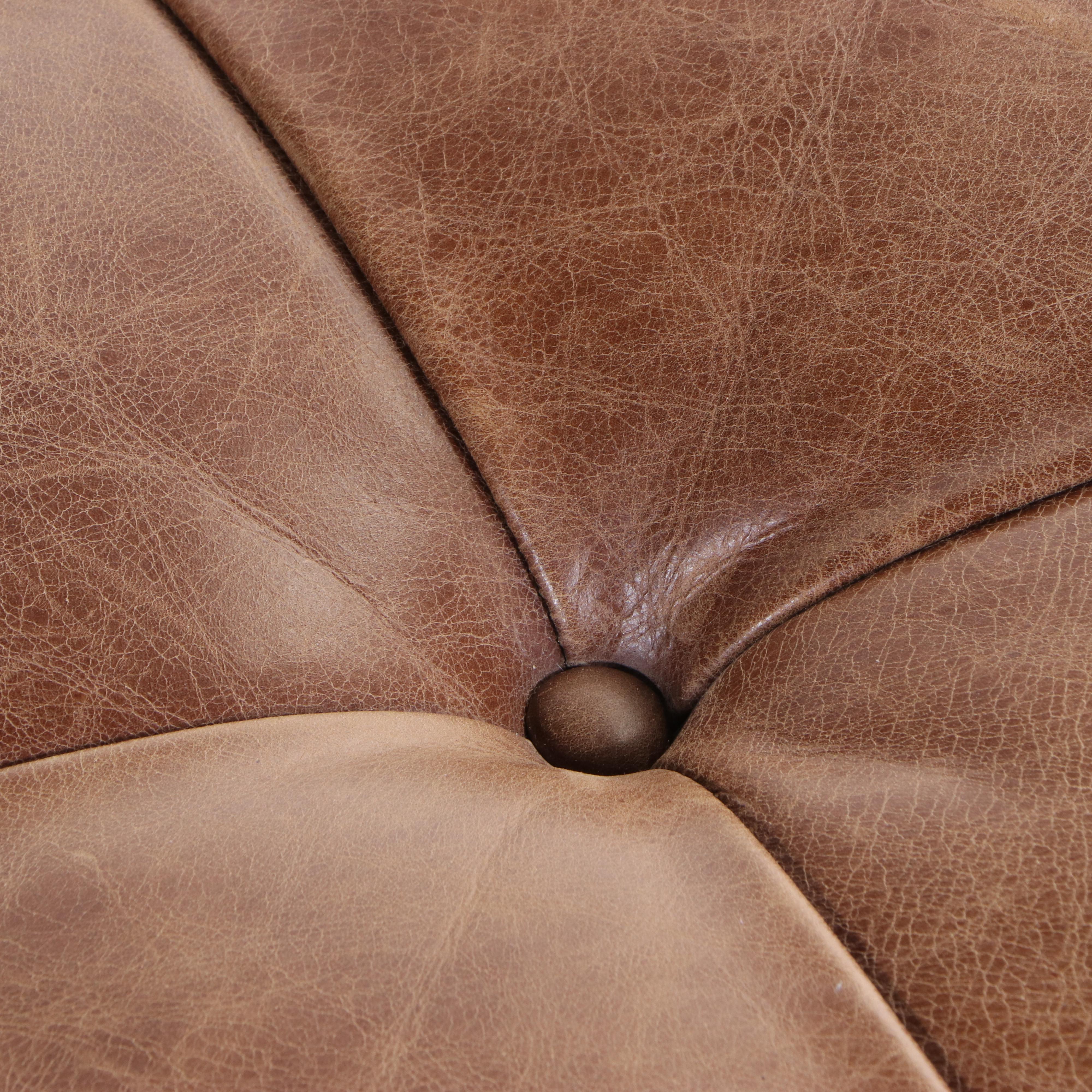 Pottery Barn Lansing Leather Armchair and Ottoman