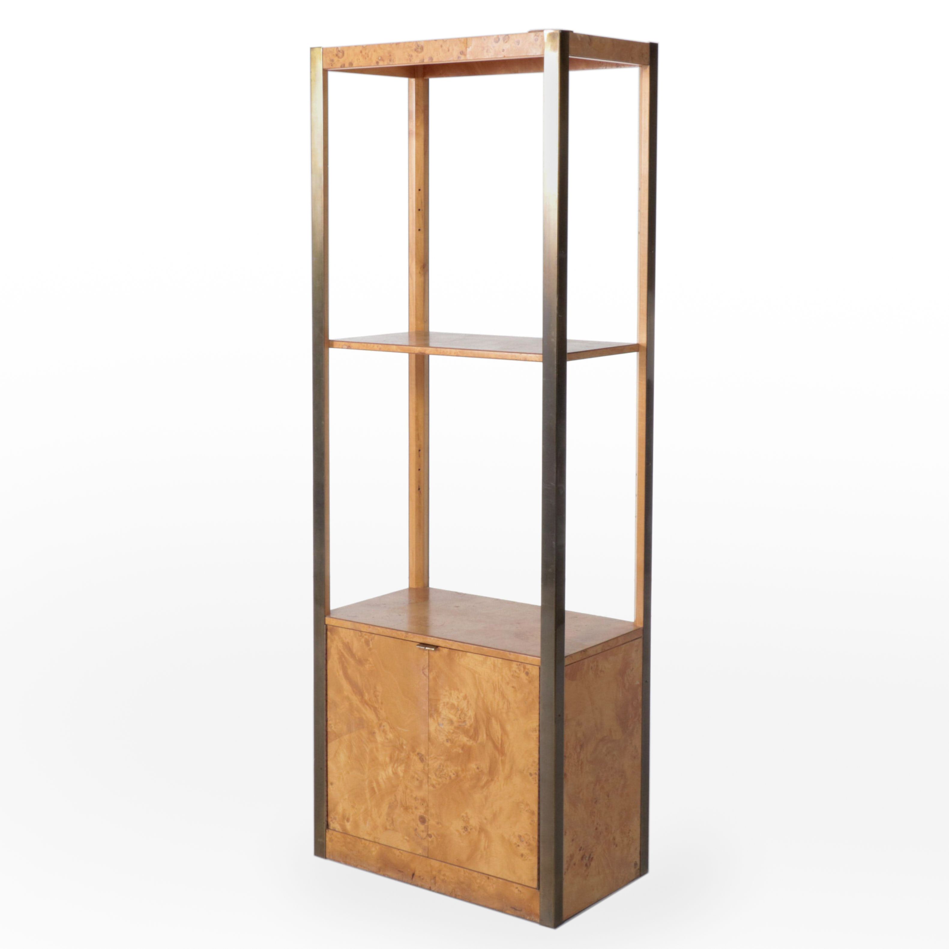 Mid Century Burl Wood Étagère Shelf Unit