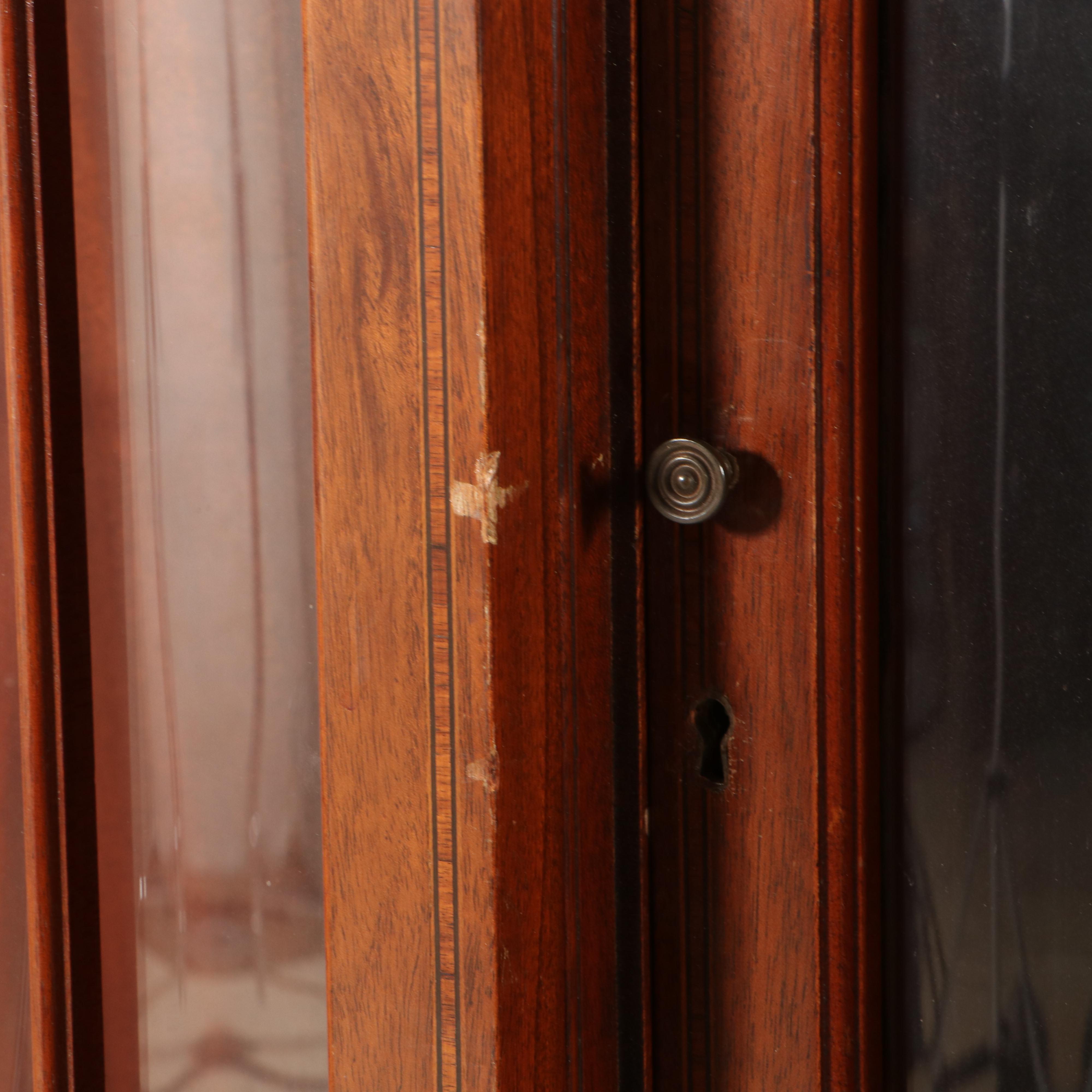Federal Style Mahogany Breakfront China Cabinet with Secretaire Drawer