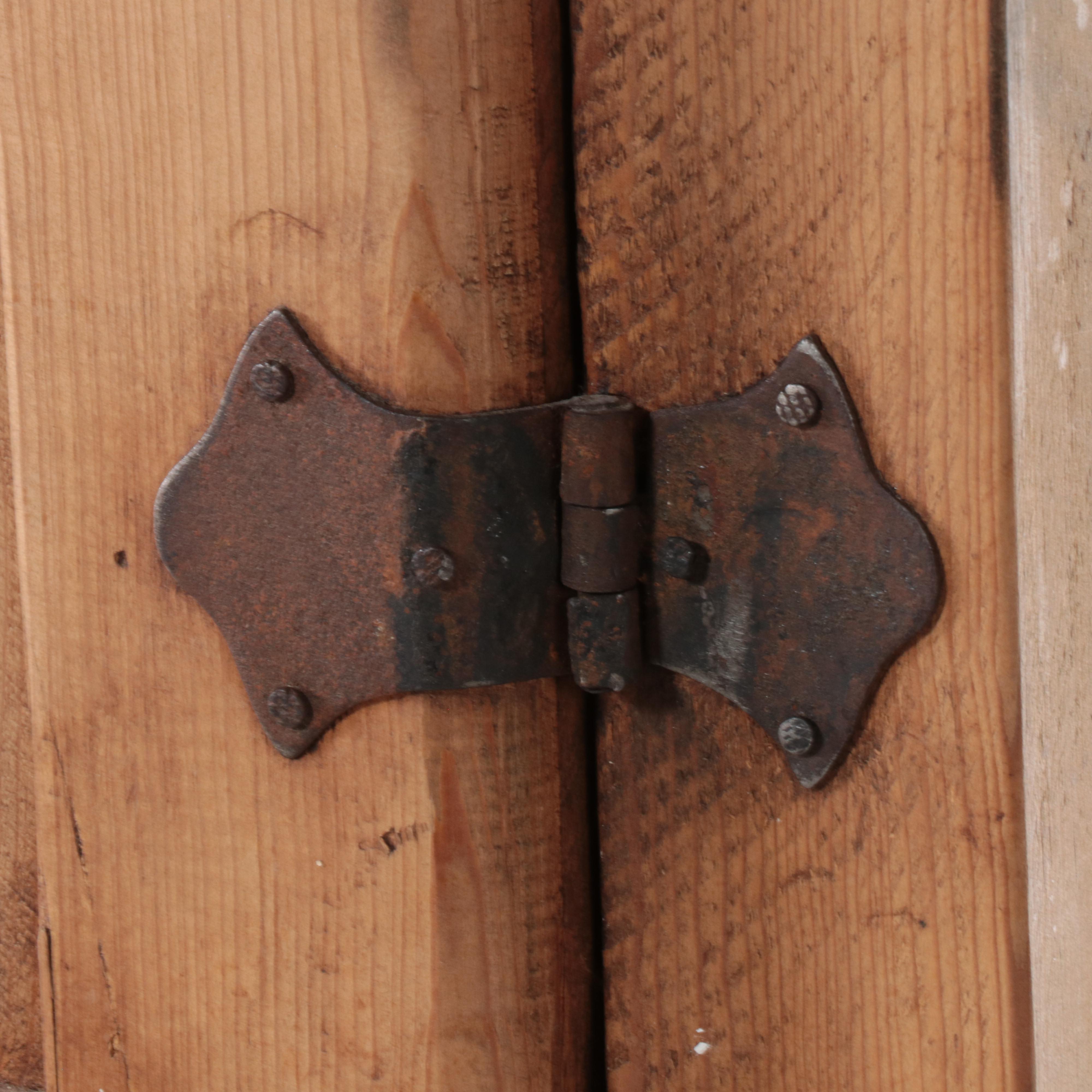 Spanish Colonial Style Iron-Mounted Pine Clothes Press