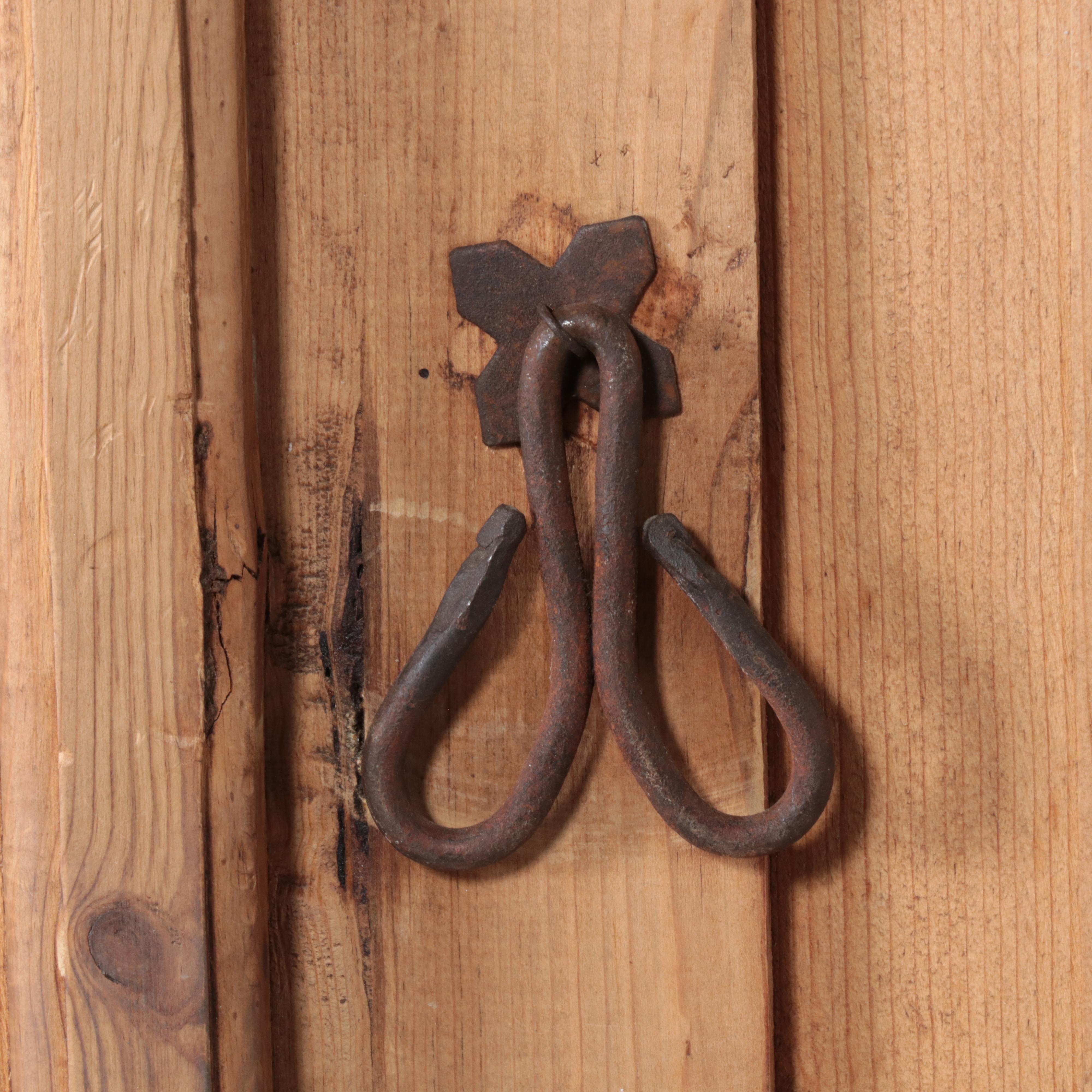 Spanish Colonial Style Iron-Mounted Pine Clothes Press