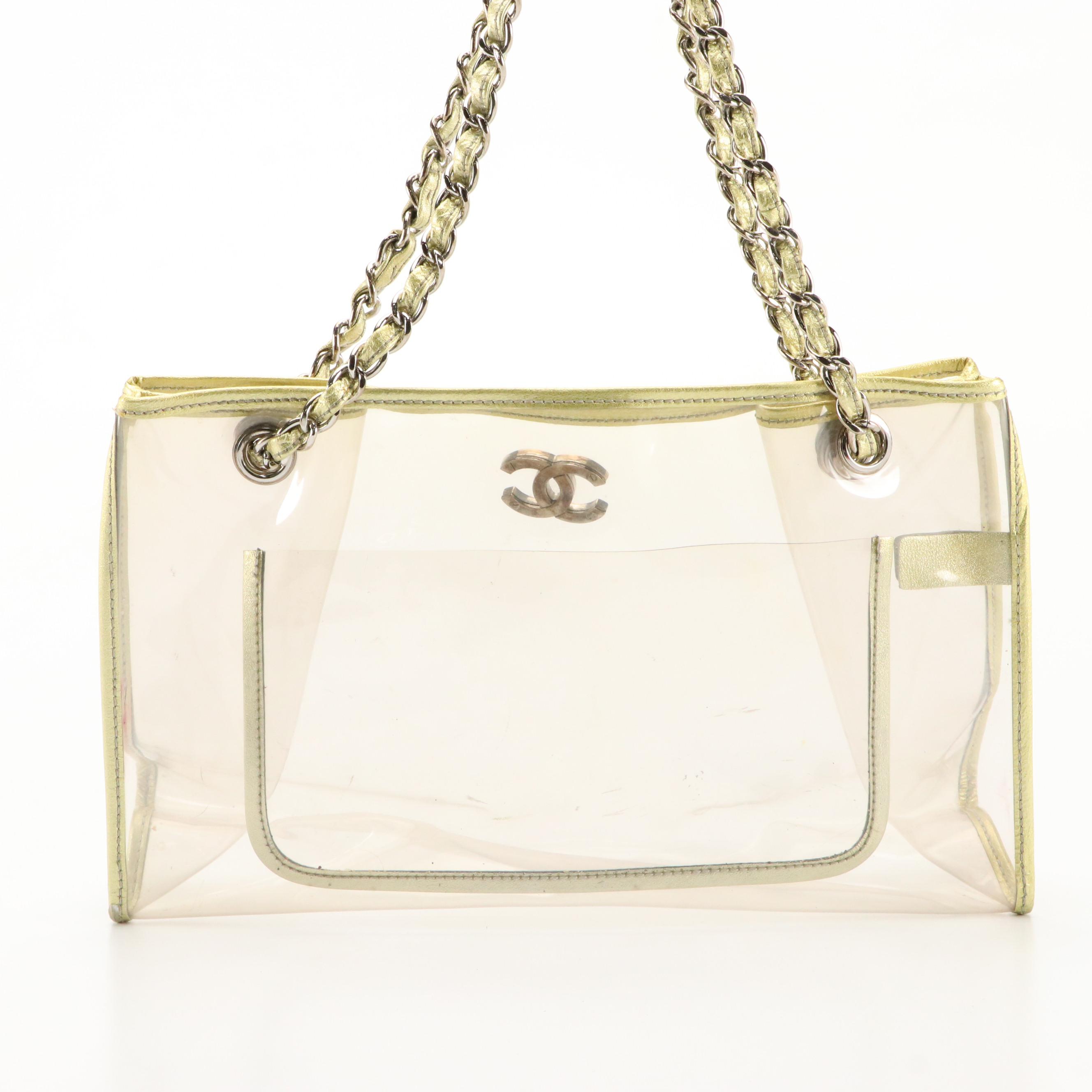 Chanel CC Transparent Vinyl and Leather Trim Chain Shoulder Bag