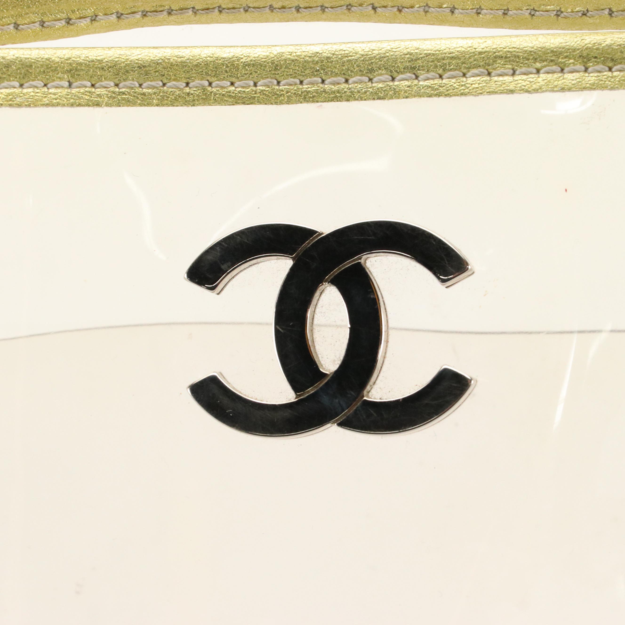 Chanel CC Transparent Vinyl and Leather Trim Chain Shoulder Bag