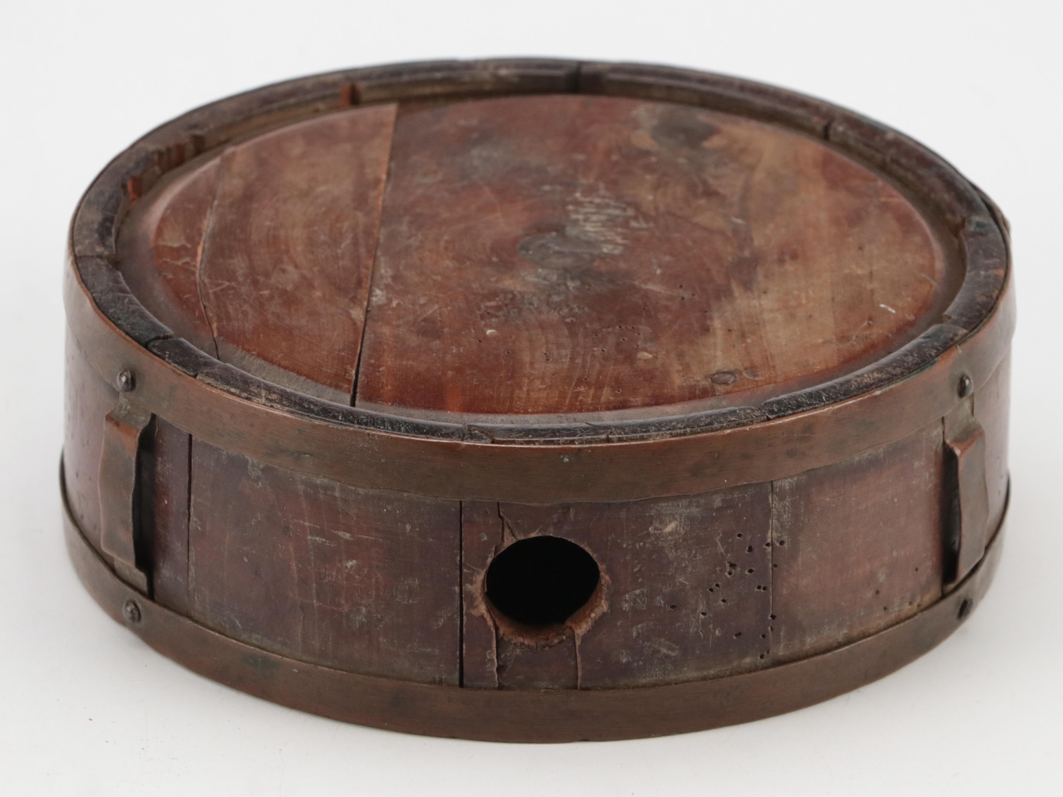 Civil War Era Copper-Bound Wood Stave Canteen, 19th Century