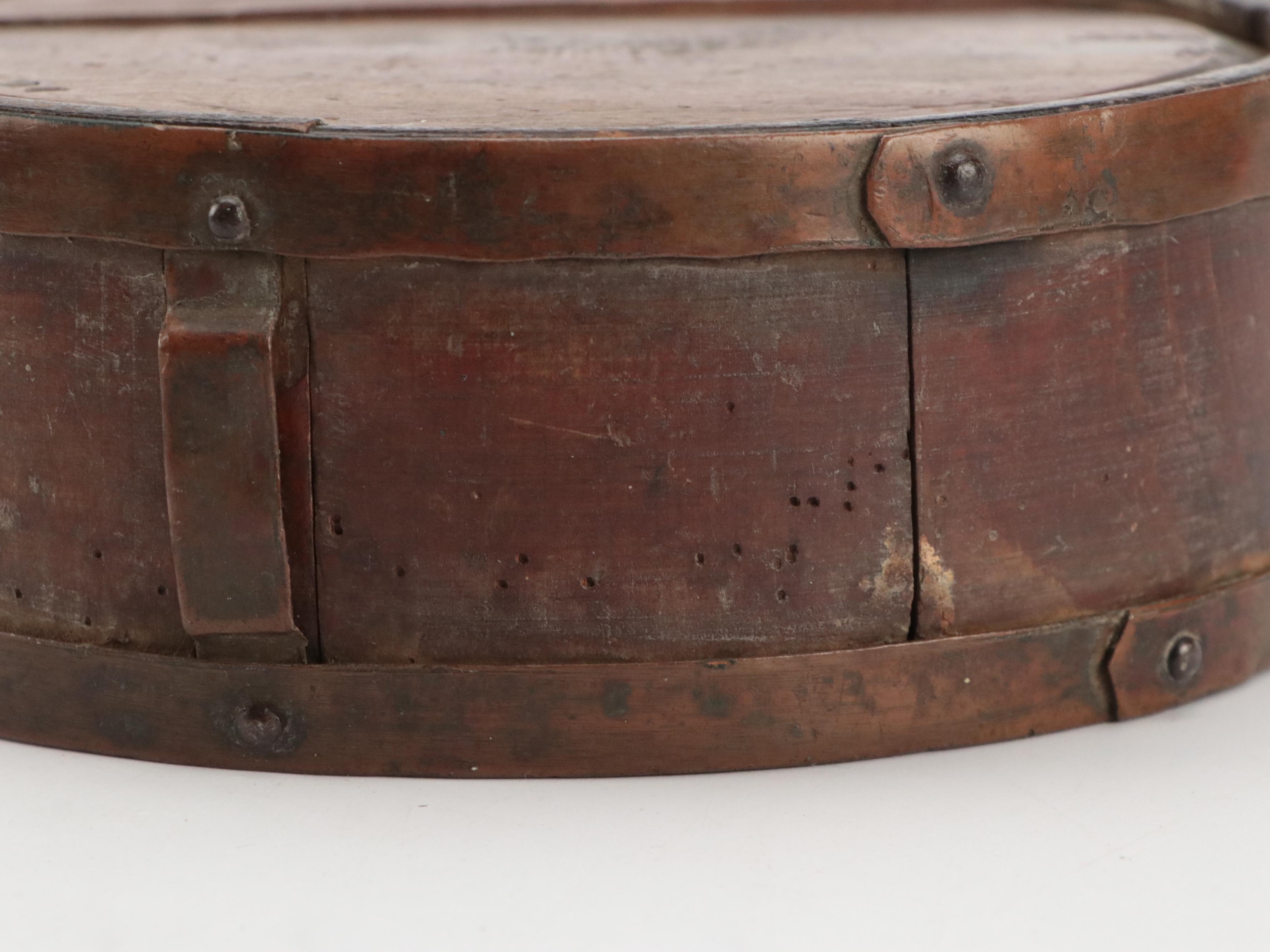 Civil War Era Copper-Bound Wood Stave Canteen, 19th Century