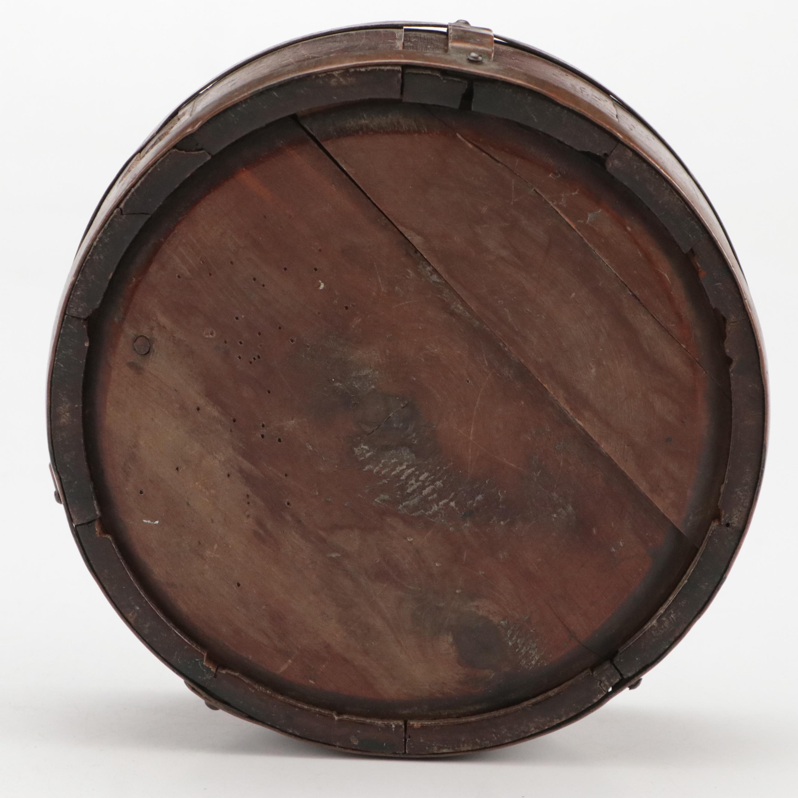 Civil War Era Copper-Bound Wood Stave Canteen, 19th Century