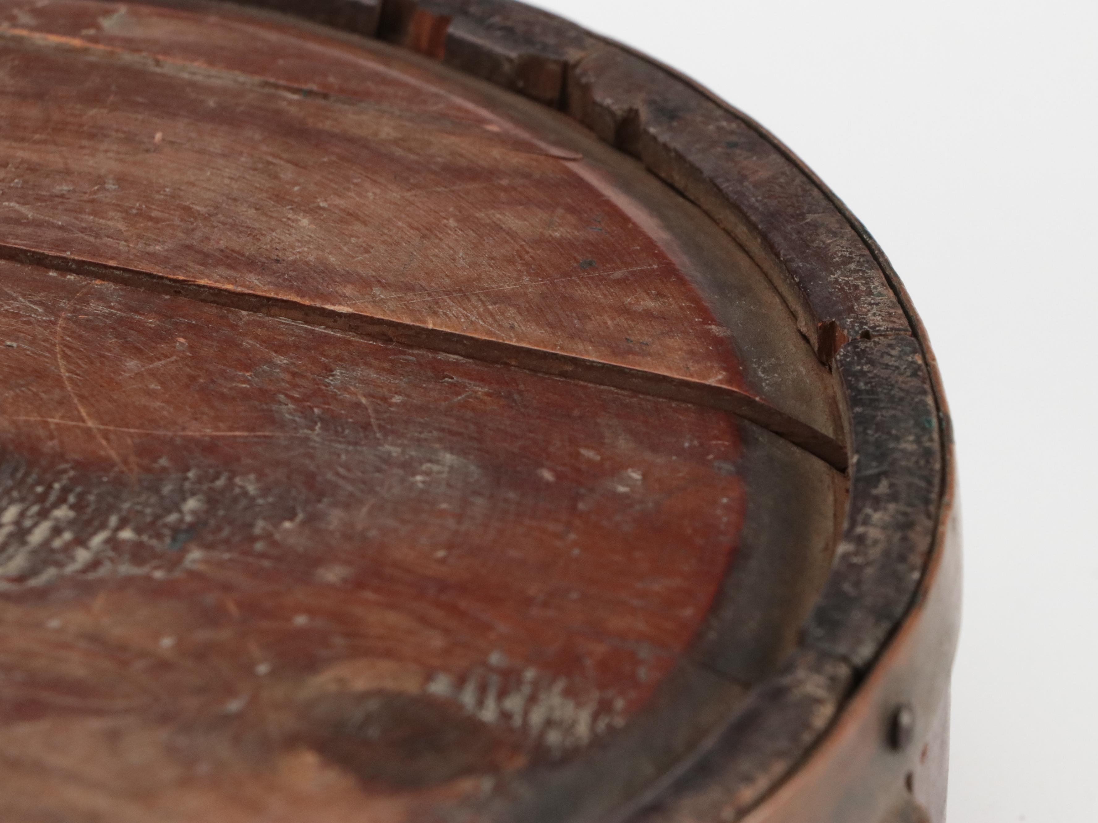 Civil War Era Copper-Bound Wood Stave Canteen, 19th Century