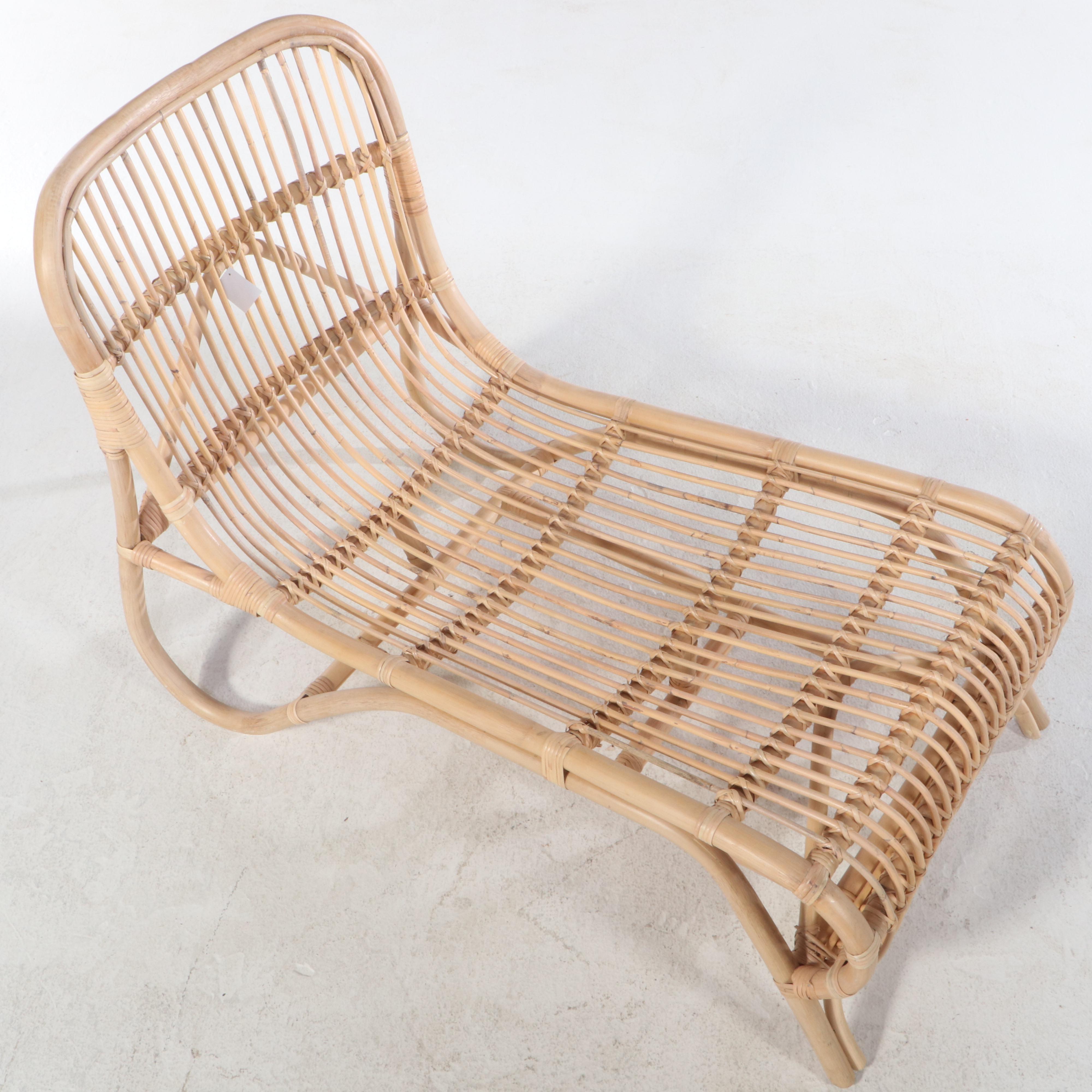 Pair of Bidk Home Bent Rattan Chaise Lounges