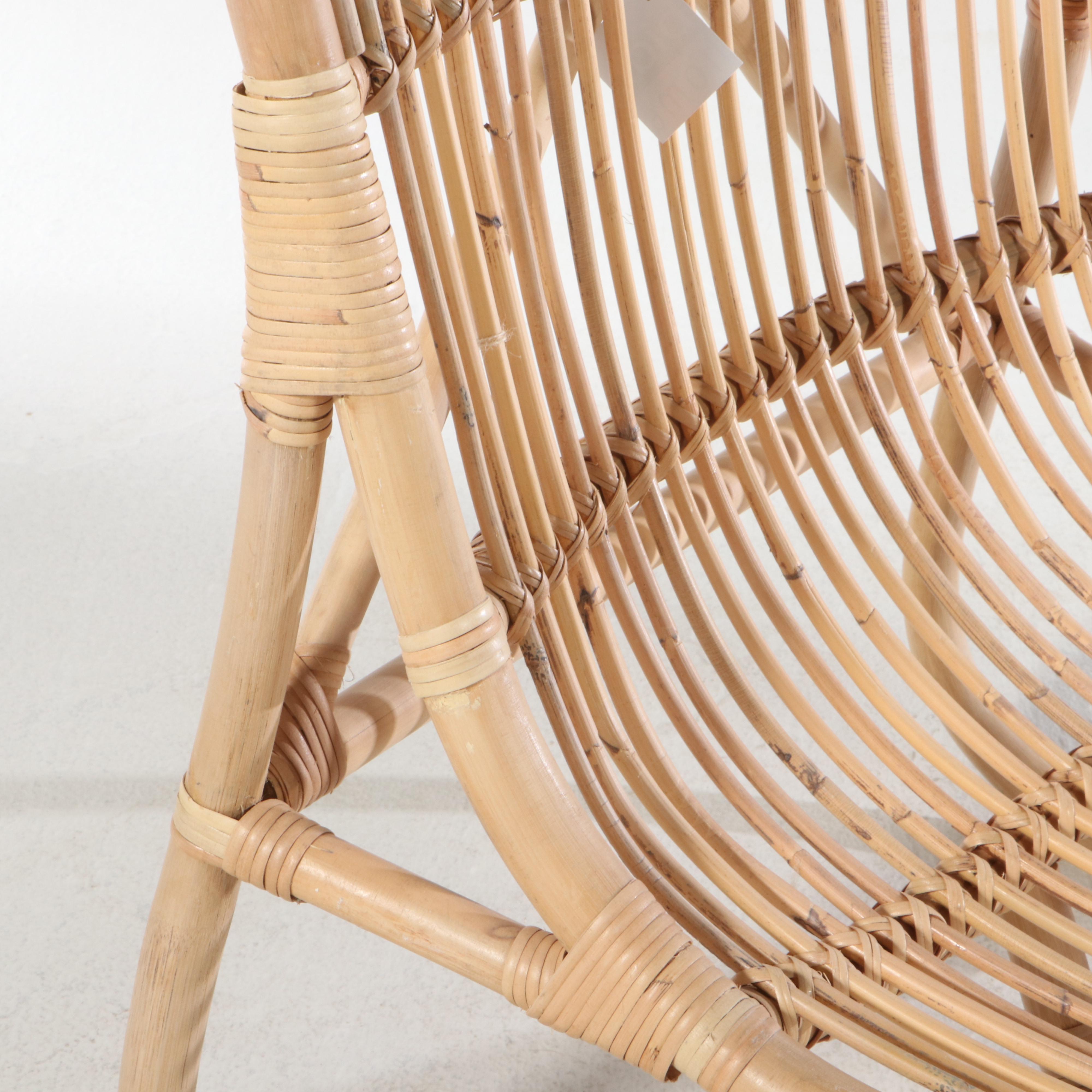 Pair of Bidk Home Bent Rattan Chaise Lounges