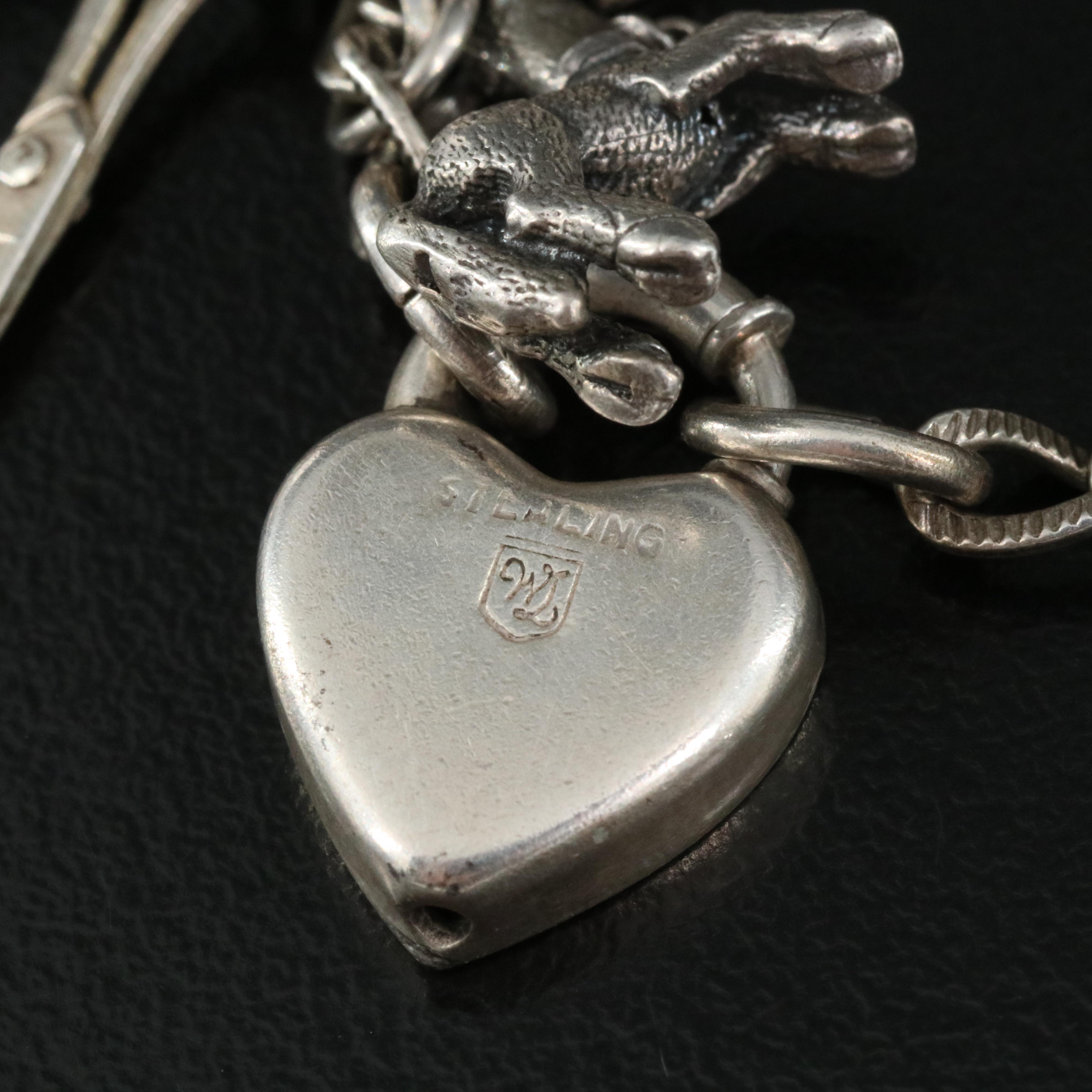 Sterling Charm Bracelet Featuring Walter Lampl, Sweetheart and Articulated Lamb