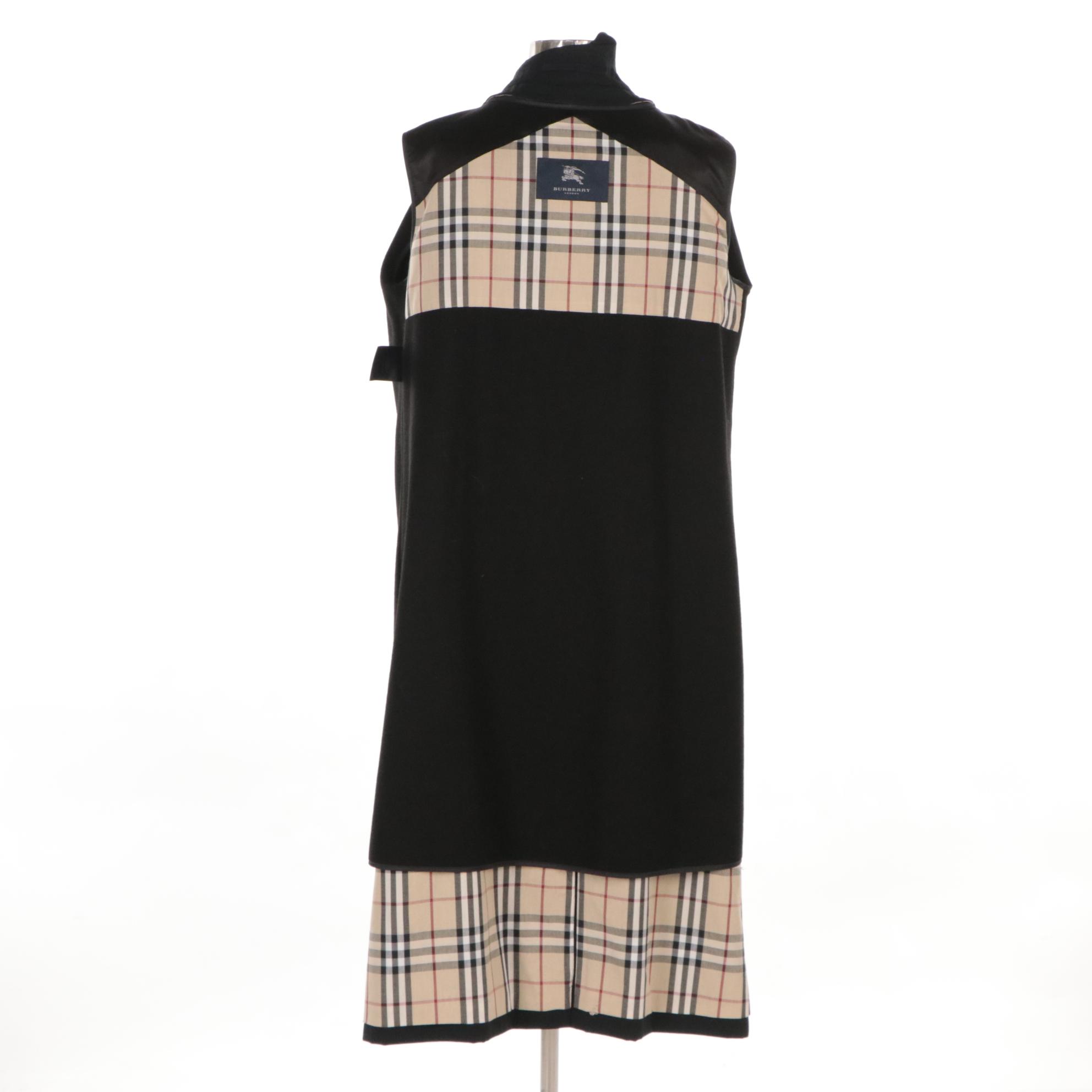 Burberry Black Single-Breasted Coat with Removable Black/Nova Check Lining