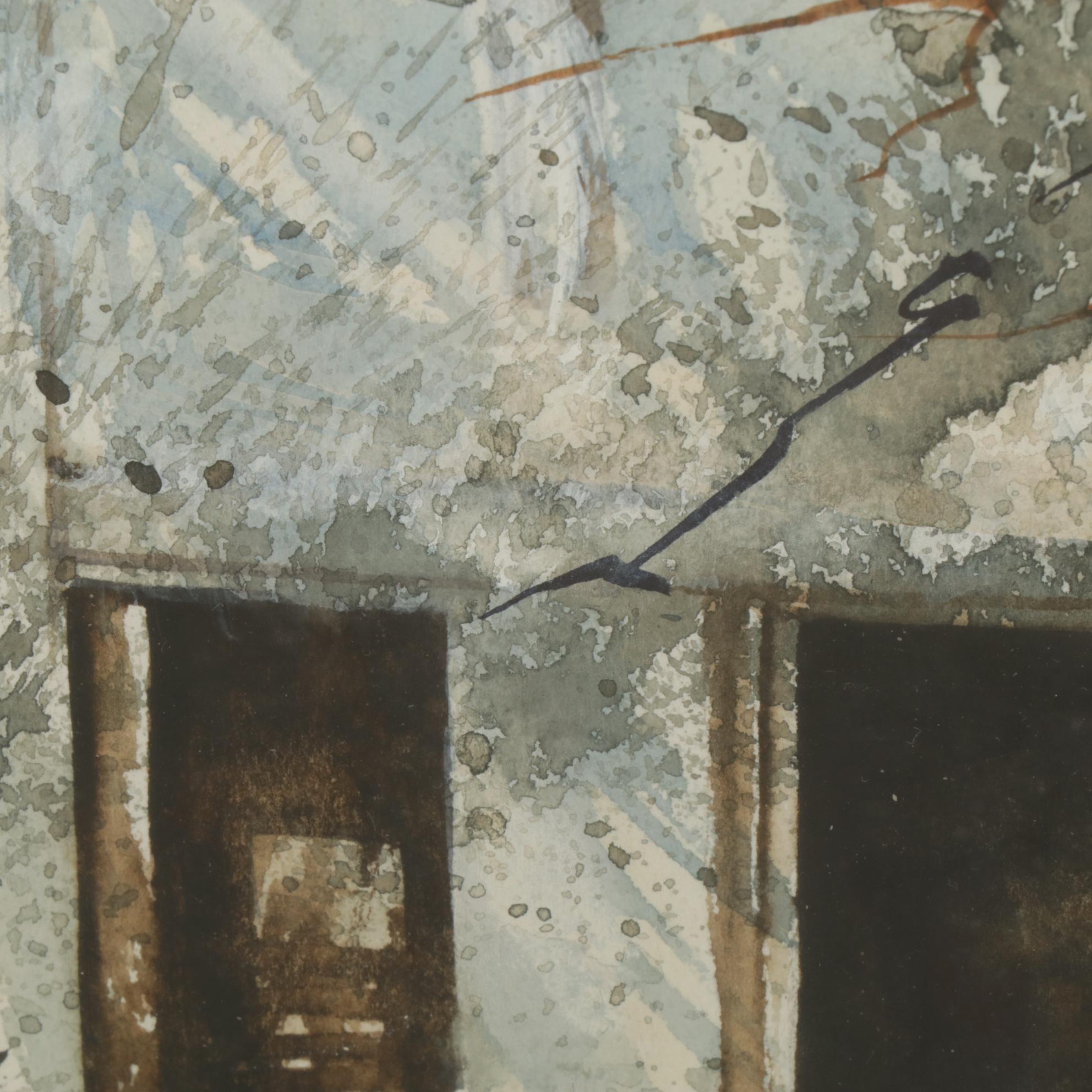 John R. Carlson Landscape Watercolor Painting Of Key West Estate, Late 20th C.