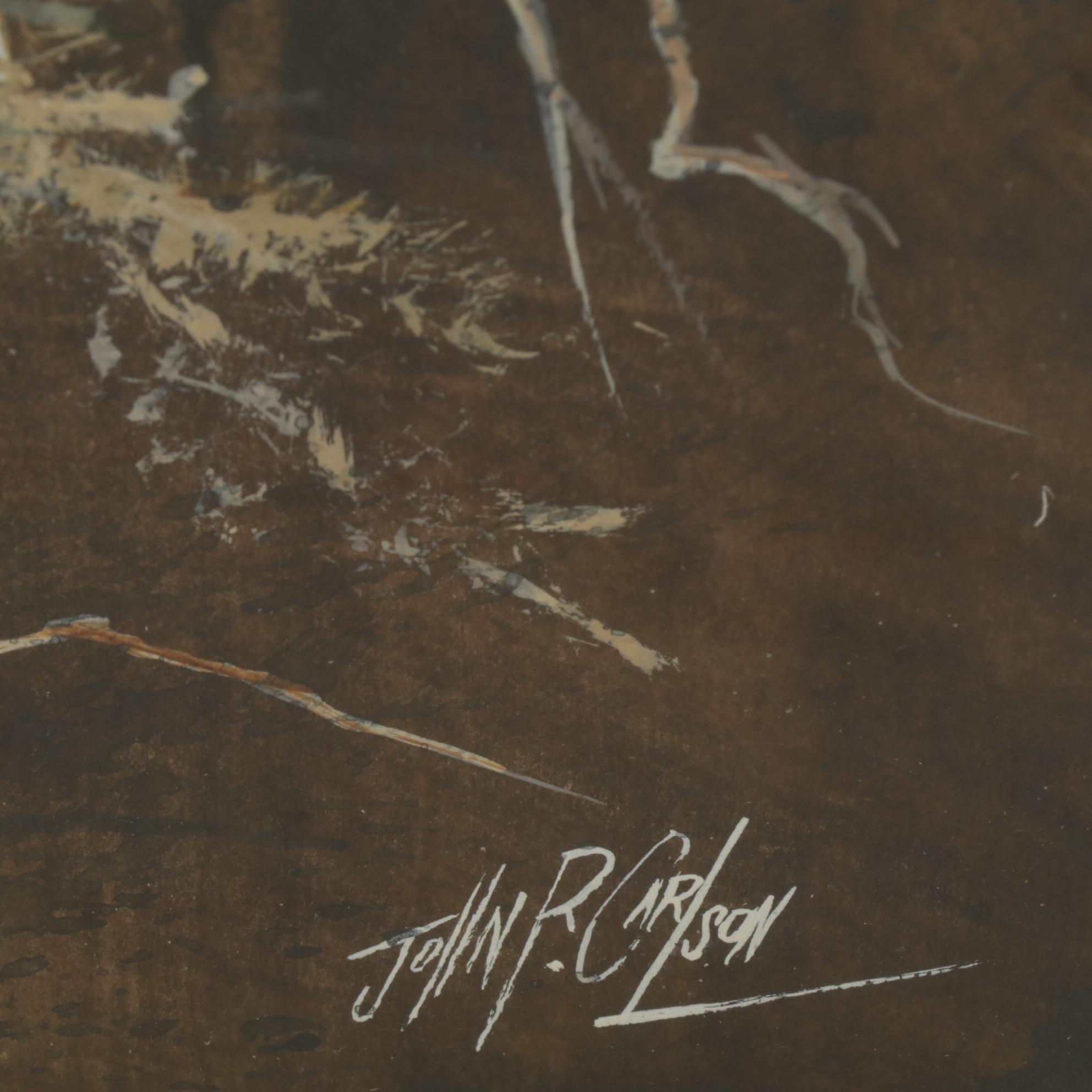 John R. Carlson Landscape Watercolor Painting Of Key West Estate, Late 20th C.