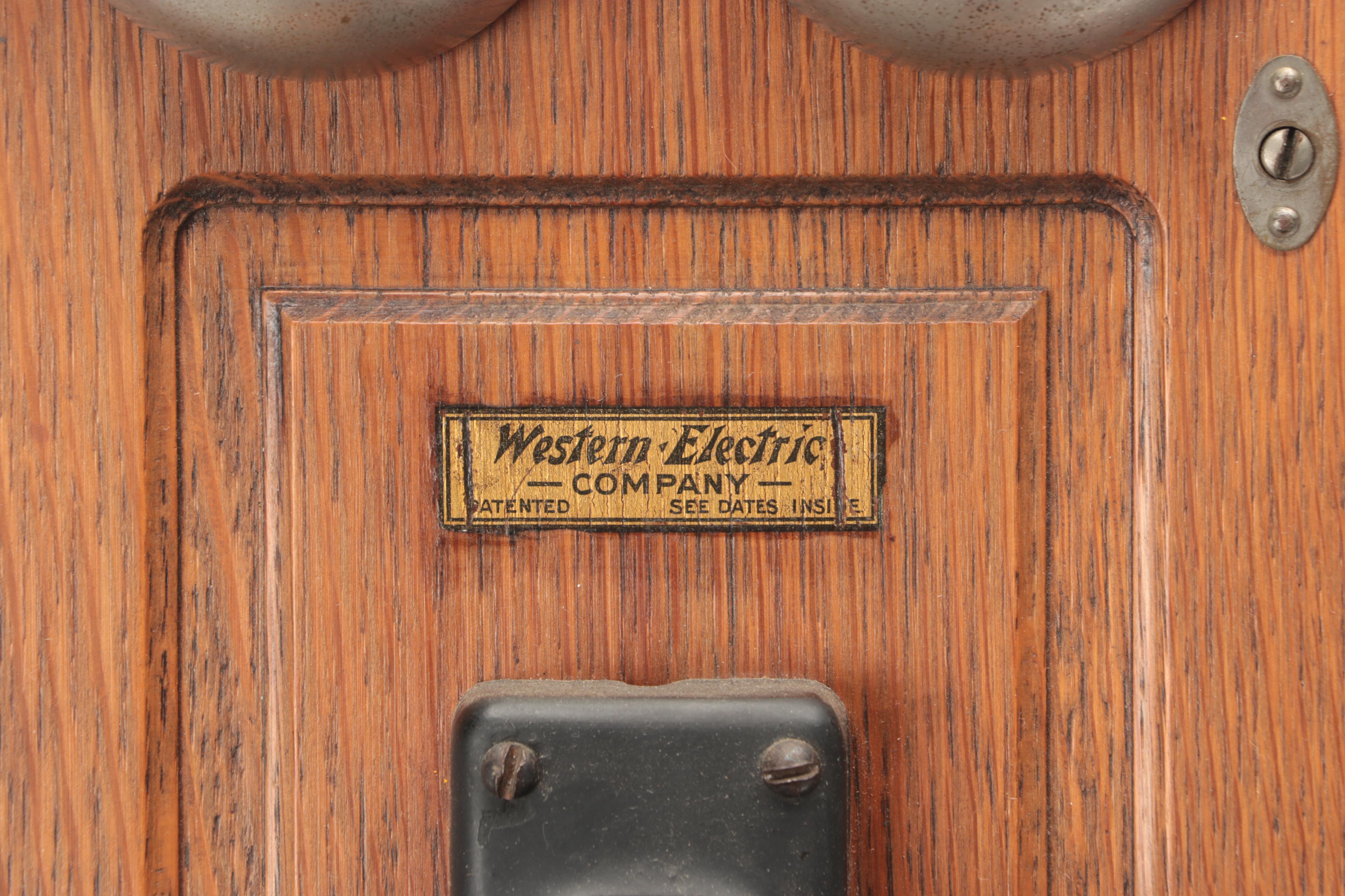 Western Electric Oak Hand-Crank Wall Telephone, Early 20th Century